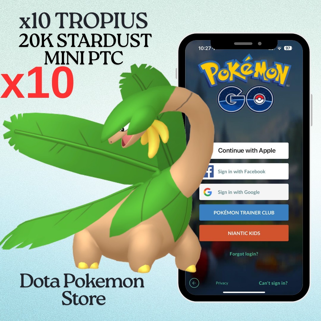 Pokemon x10 Non Shiny Regional Tropius 20k Stardust Mini PTC Read Descriptn