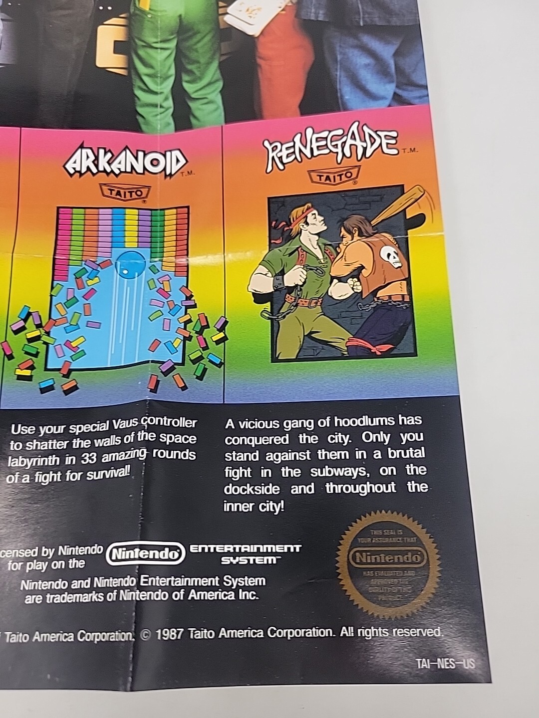 Taito Nintendo NES 1990 Fold Out Insert Advertisment Arcade Home Game TAI-NES-US