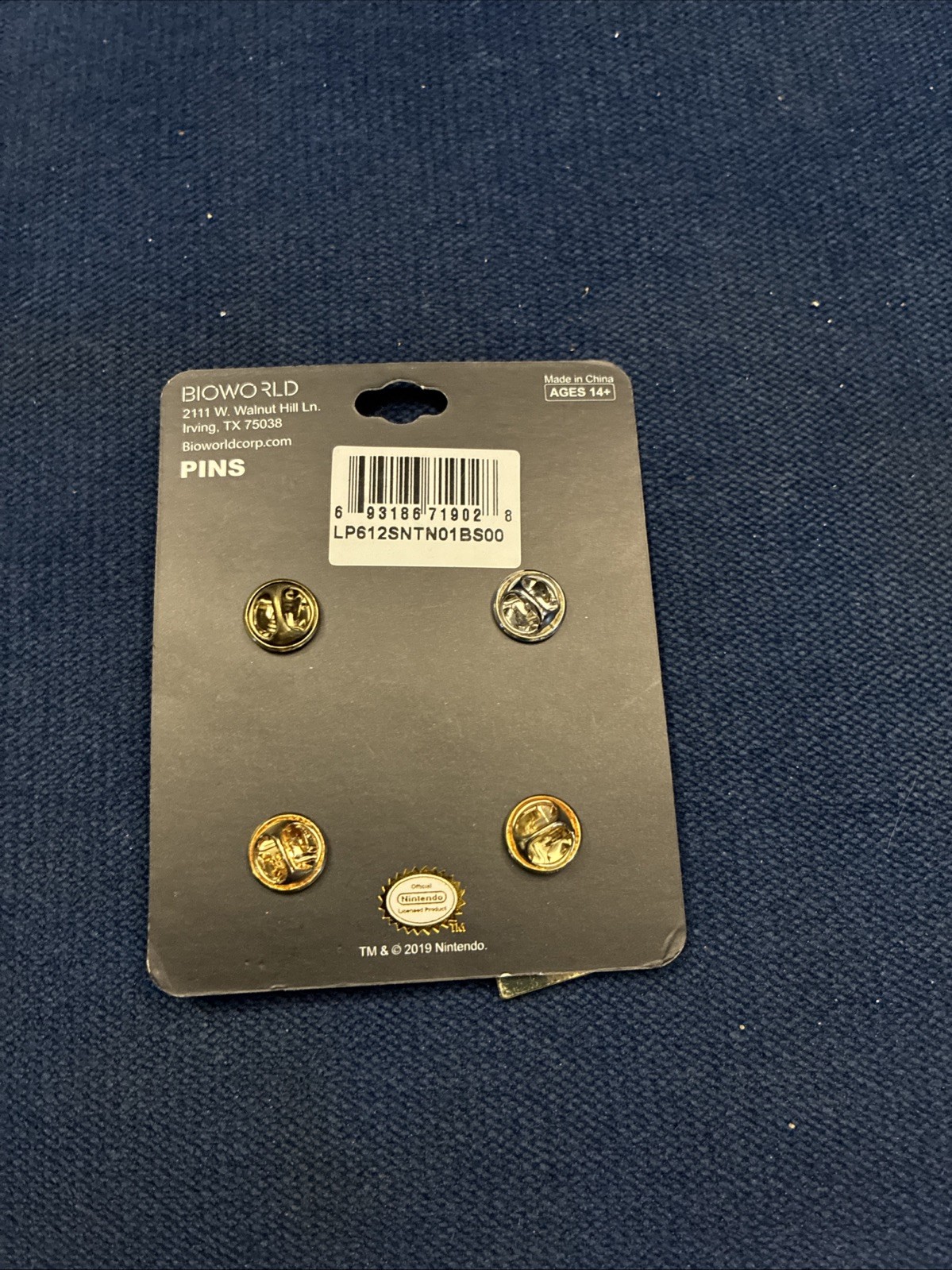 Legend of Zelda 4 pc Pin Set Gold Cartridge Hylian Shield/Crest Heart Container