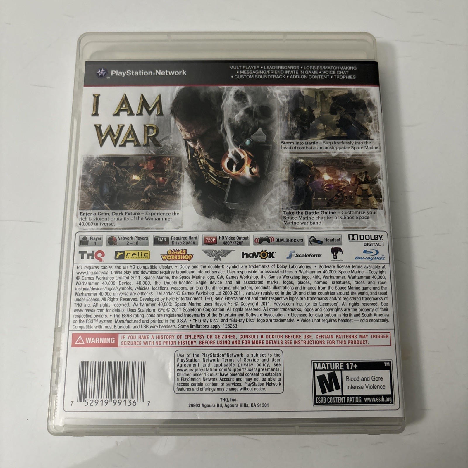 Warhammer 40,000: Space Marine (PlayStation 3 PS3, 2011) Complete CIB