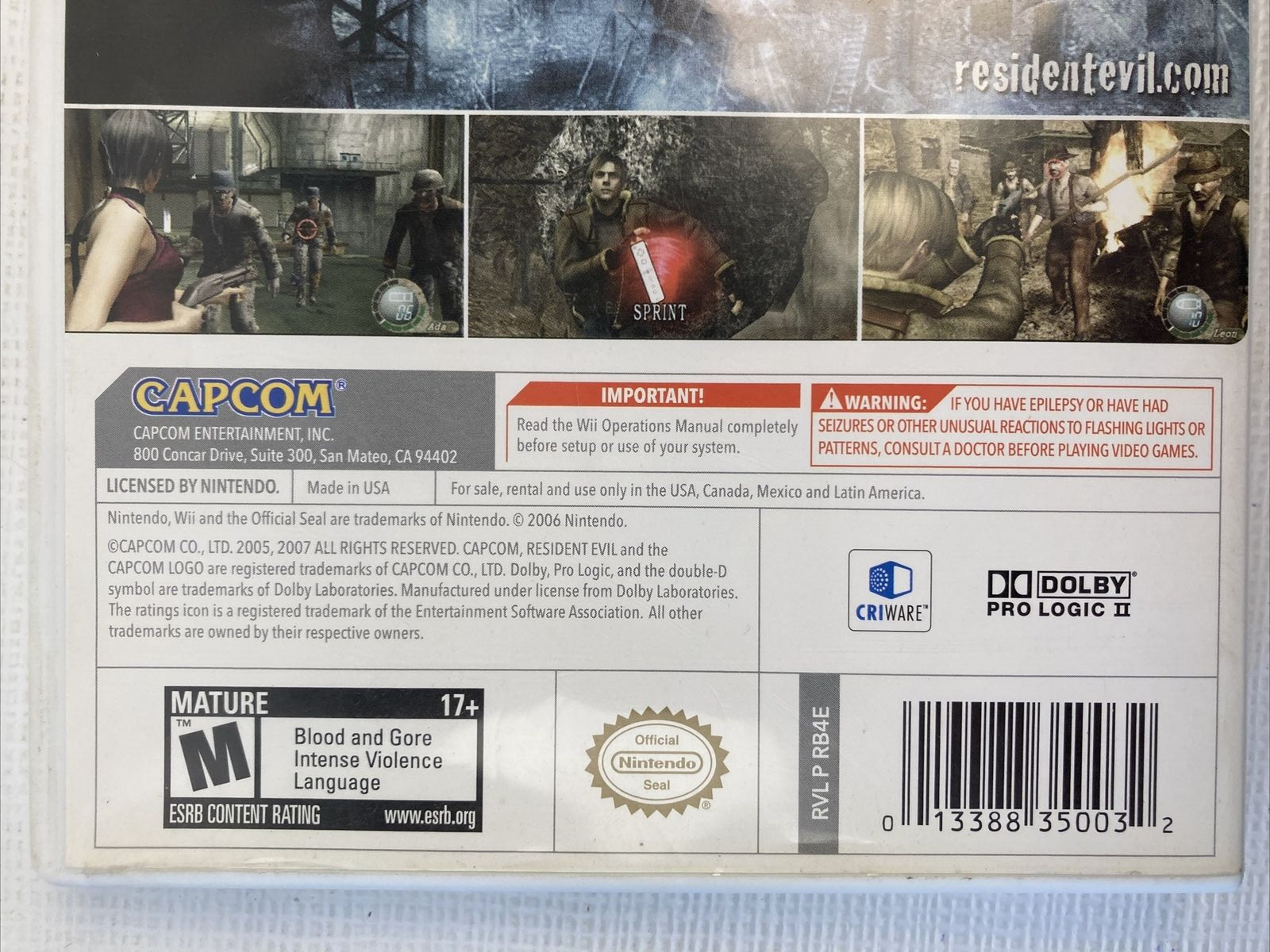 Resident Evil 4 Complete NINTENDO Wii – Good Condition GUC