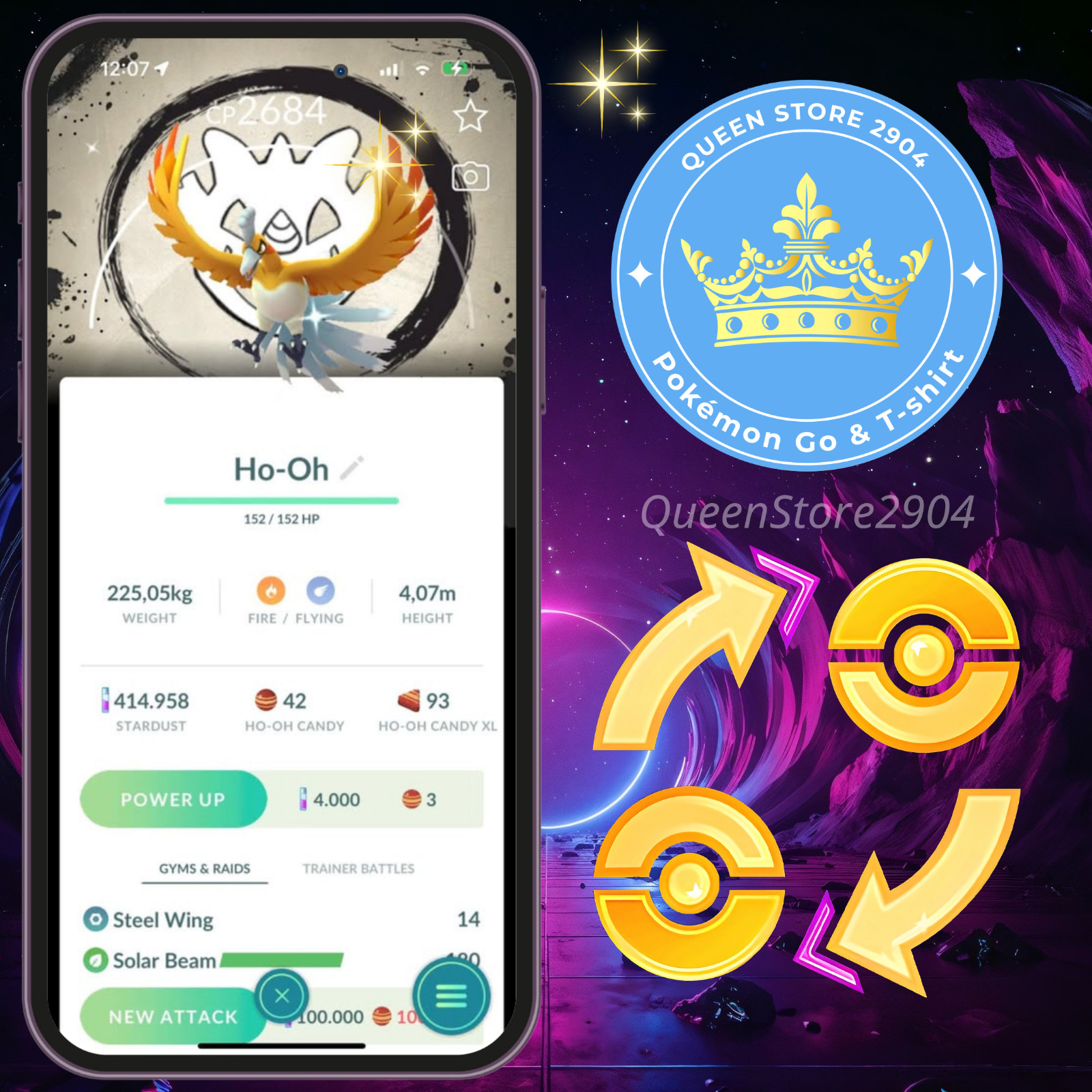 Pokémon —GO— Shiny Ho-Oh —Special Background—GO Fest 2026—P.T.C—TRADE—Digital♻️