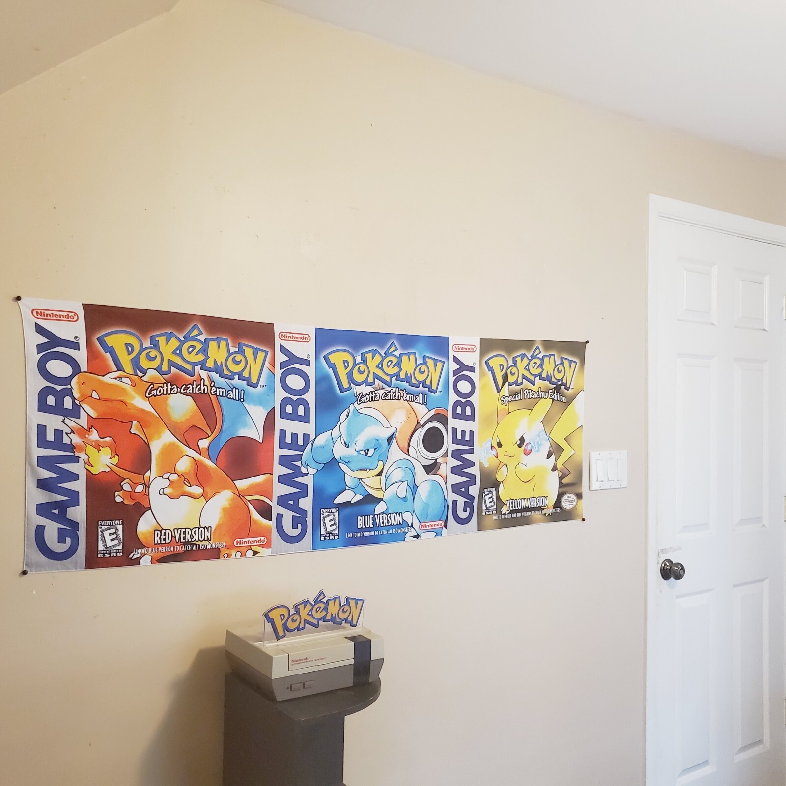 Pokémon Red Blue Yellow tapestry flag Gameboy box art covers Pikachu banner