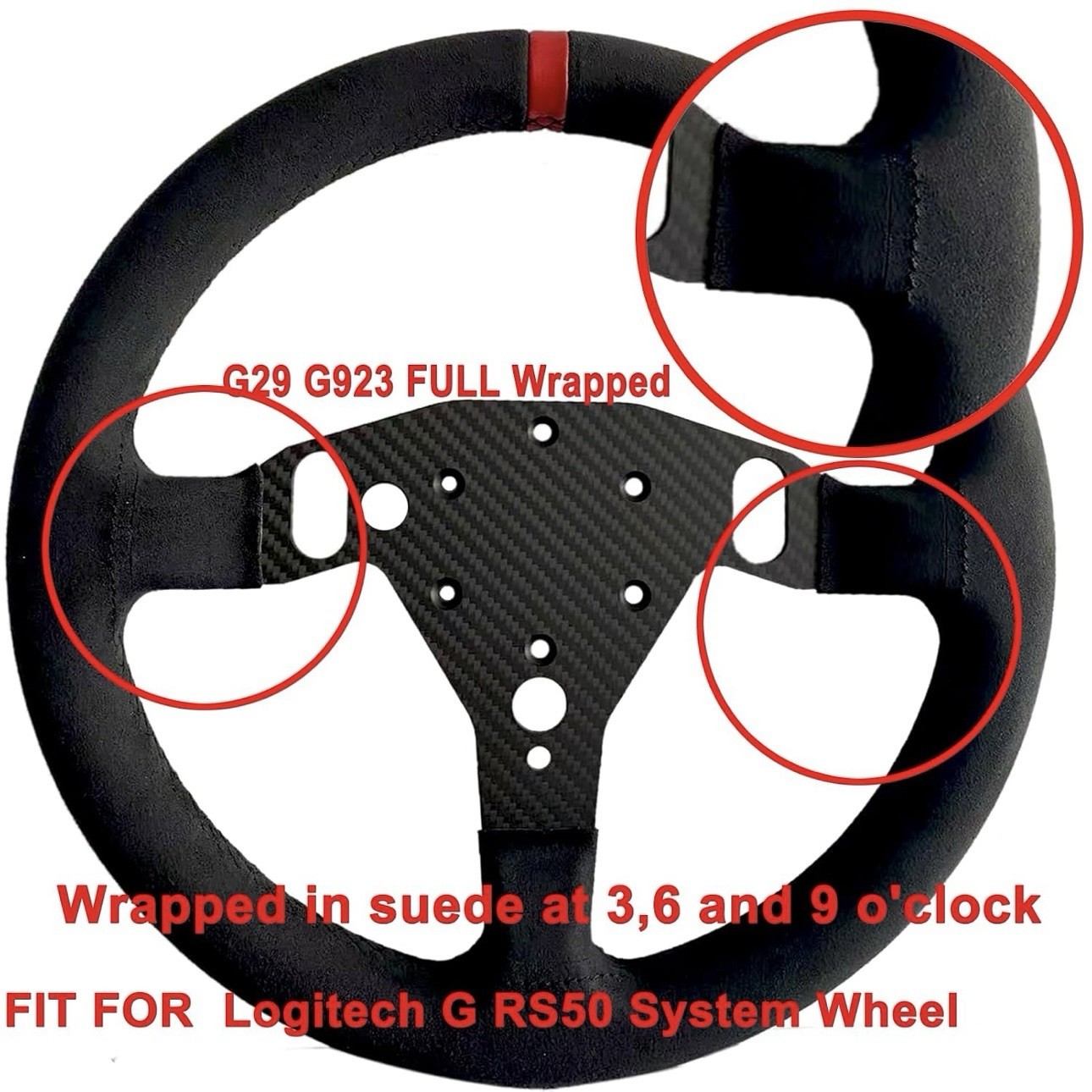 13-Inch GT F1 Suede Racing Steering Wheel Mod For Logitech G RS50 System