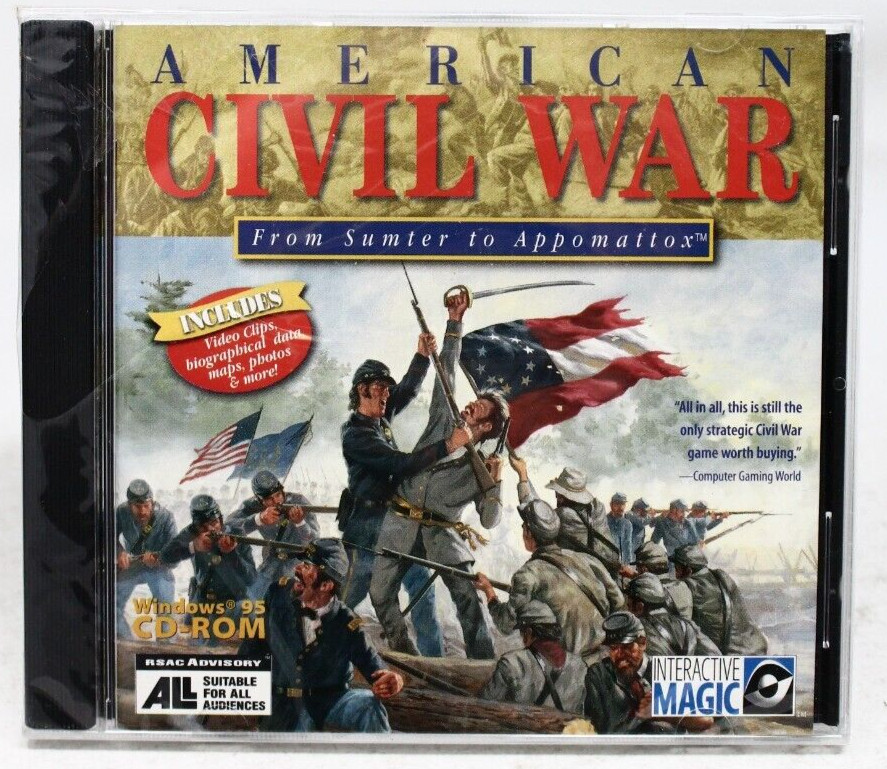 American Civil War From Sumter to Appomattox PC CD Rom Game Windows 95-NEW +