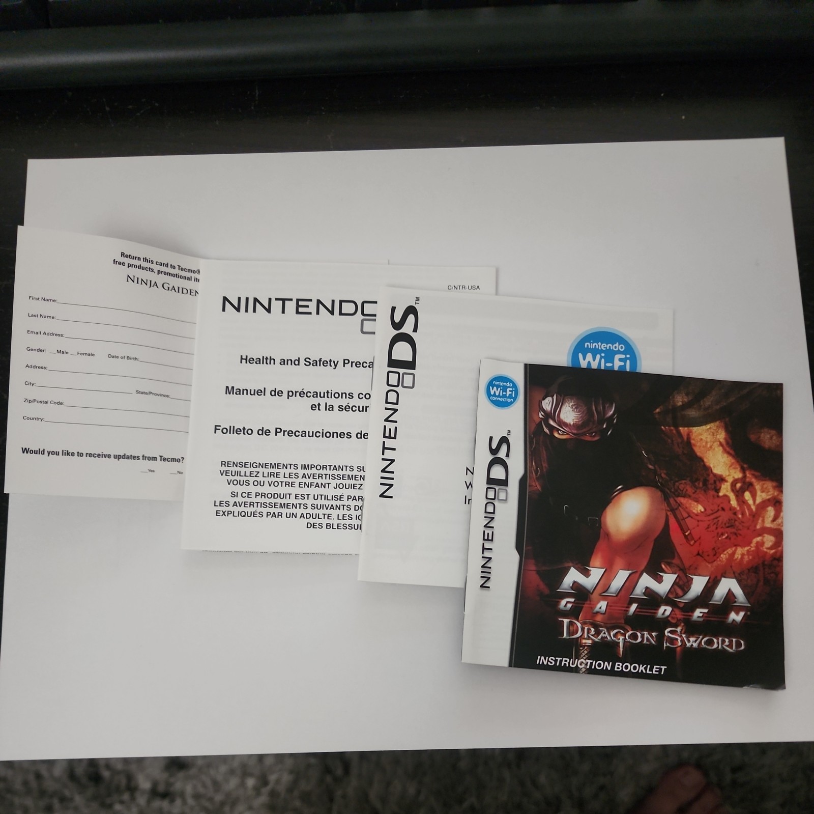 Ninja Gaiden Dragon Sword Nintendo DS, 2008 CIB w’ Reg Card & Manual