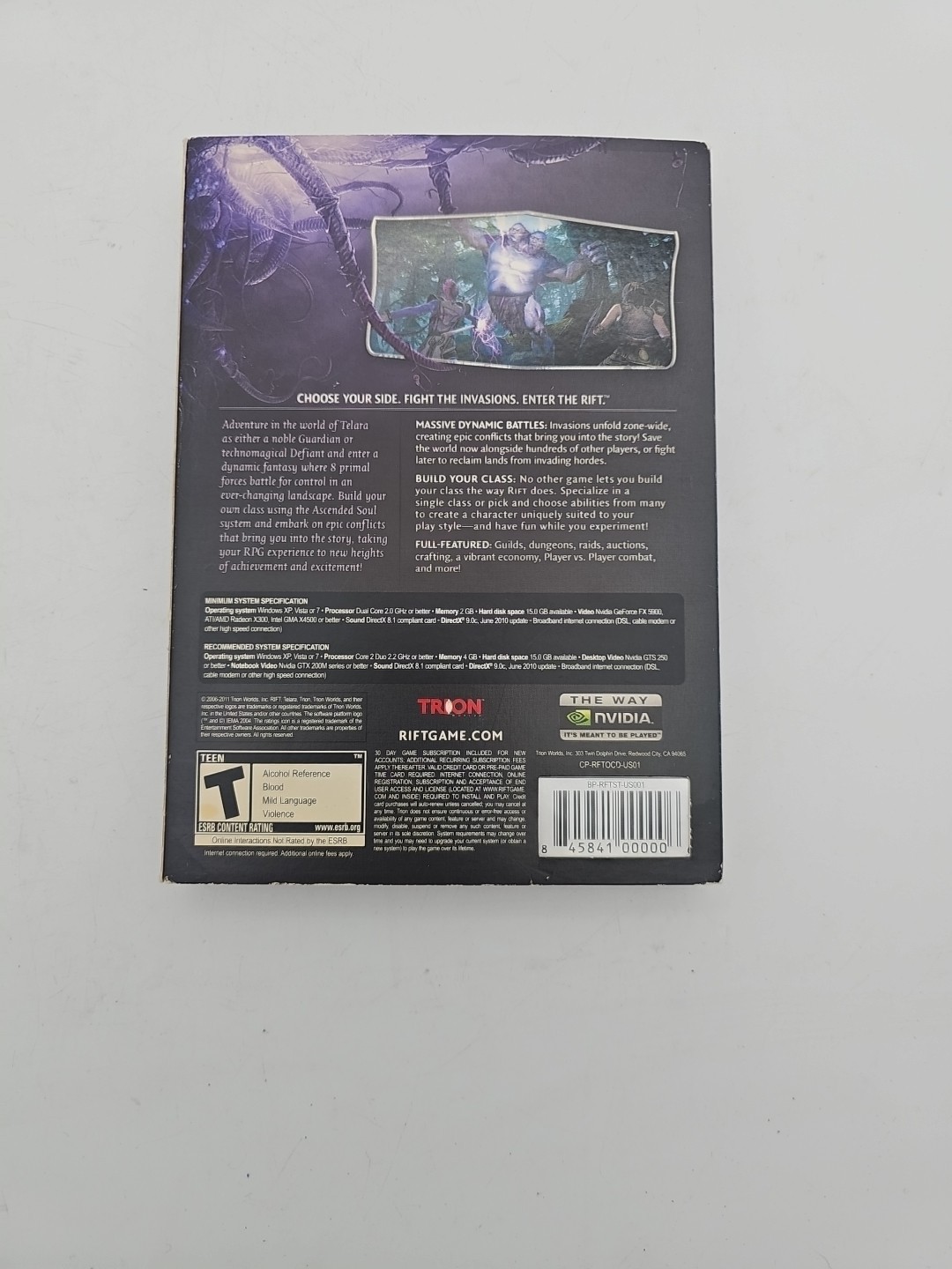 Rift (PC, 2011) Cib Trion Manual Included Role Playing