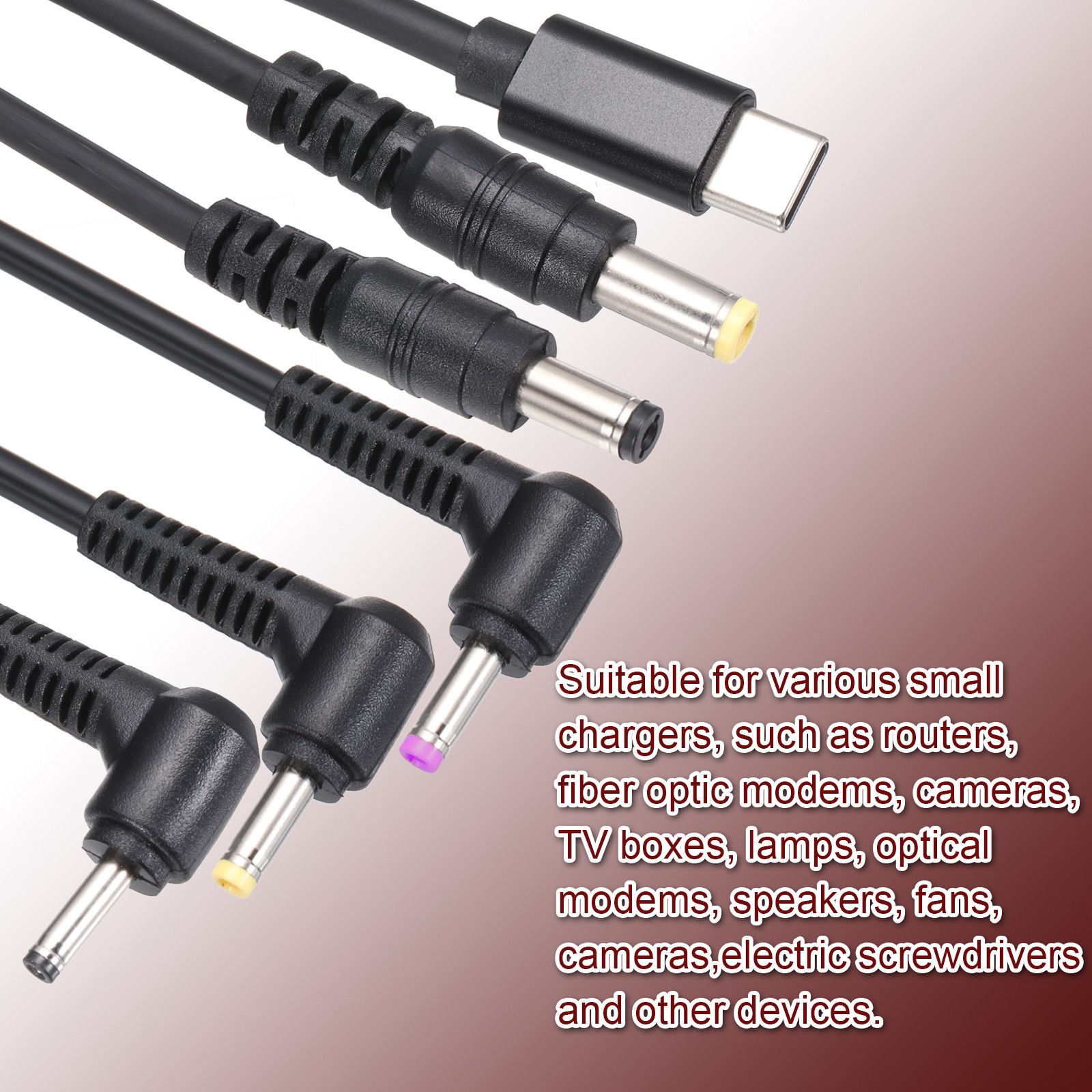 5FT USB C to DC PD Power Fast Charging Cable, 5.5mmx2.1mm 60W/20V(Black)