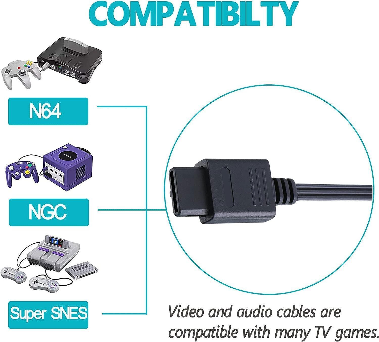 N64 SNES Gamecube RCA AV TV Audio Video Stereo Cable Cord For Nintendo 64 Lot
