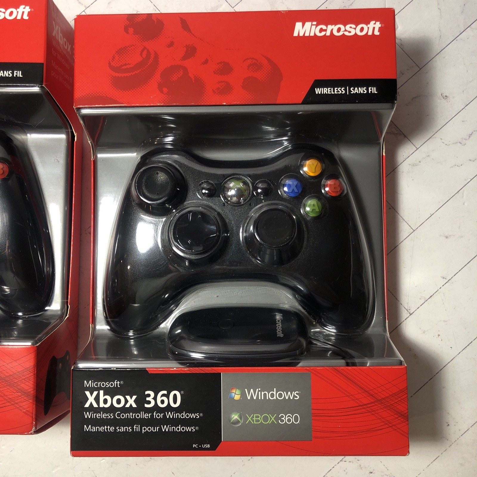 2x Xbox 360 Microsoft ‎Wireless Controllers for Windows Black Genuine OEM SEALED