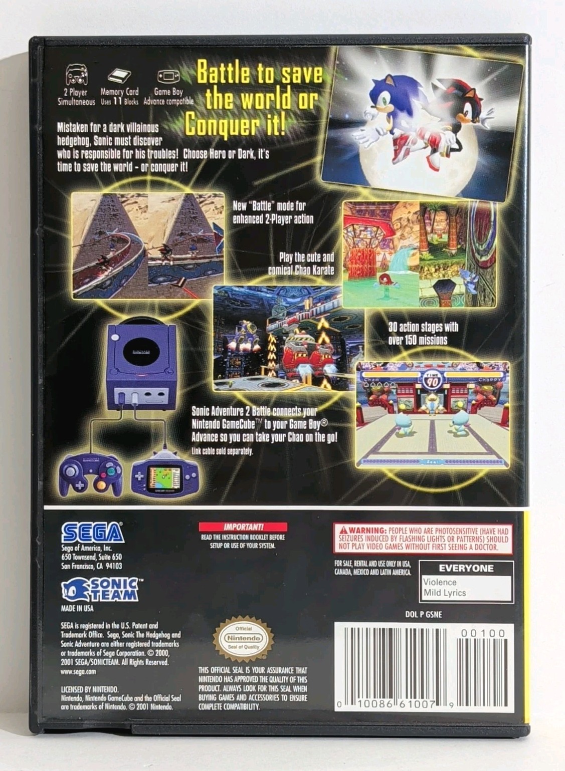 Sonic Adventure 2 Battle (GameCube, 2004) CIB w/ Reg Card