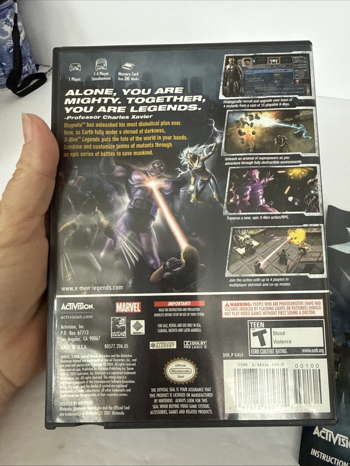 X-Men Legends (Nintendo GameCube, 2004) BOX & MANUAL Only