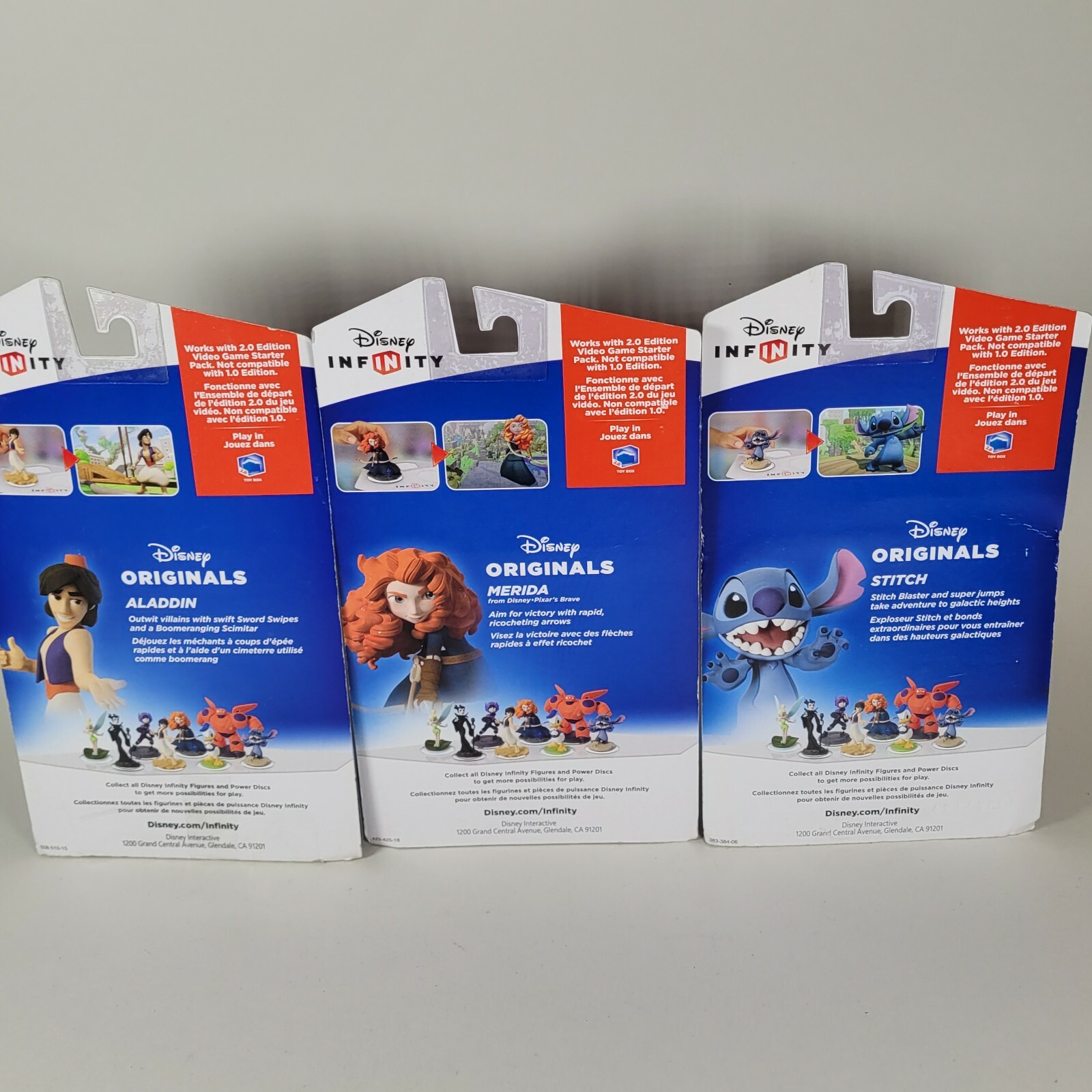 DISNEY INFINITY 2.0 EDITION Figure Lot of 3 Stitch Aladdin Merida New Read