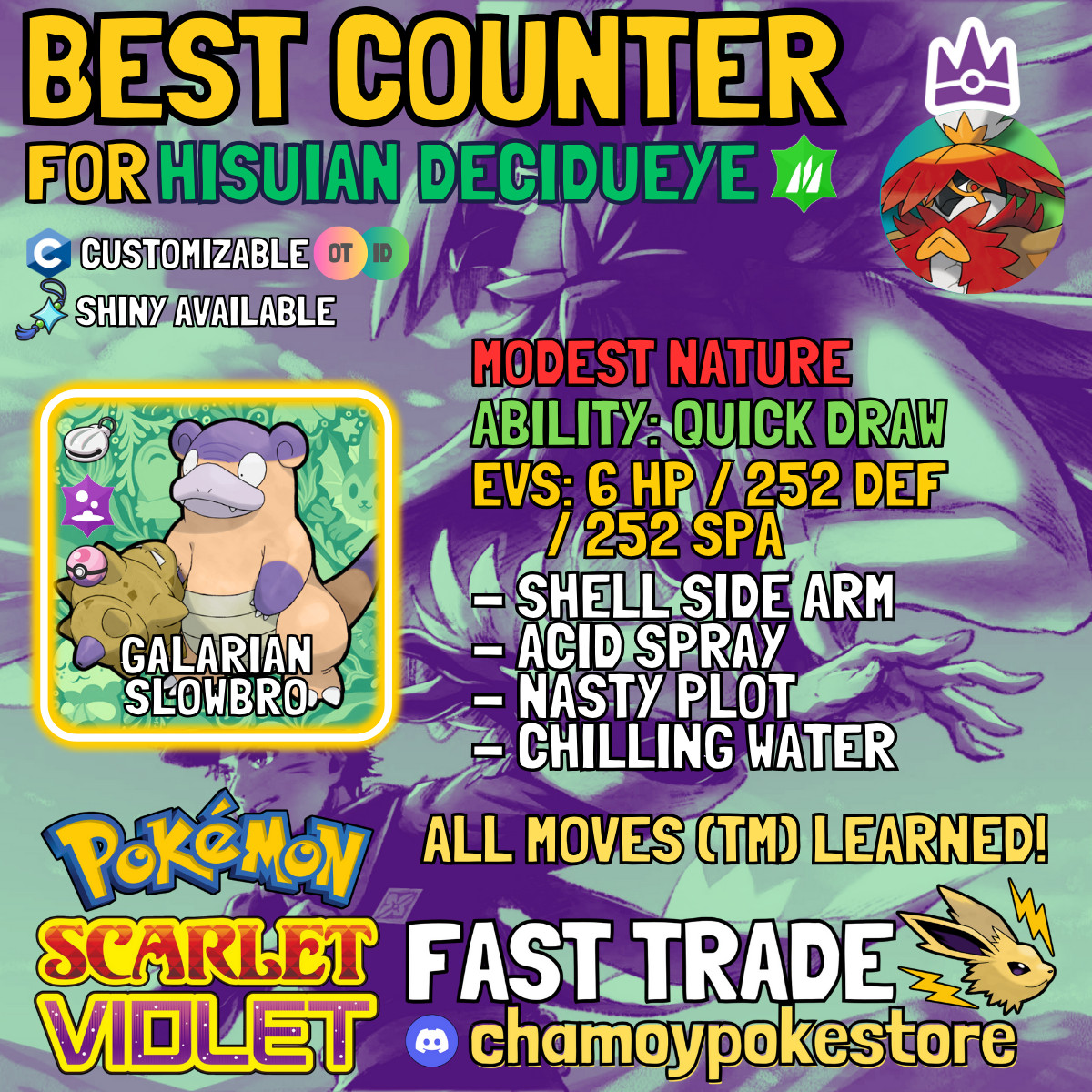 HISUIAN DECIDUEYE Tera Raid Counters ⚡ 6IV BUNDLE ⚡ Pokemon SCARLET and VIOLET