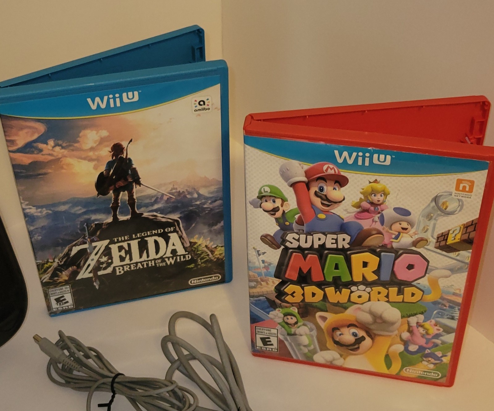 Nintendo Wii U 32GB Black Console Bundle – GamePad, Zelda BOTW, Mario 3D World