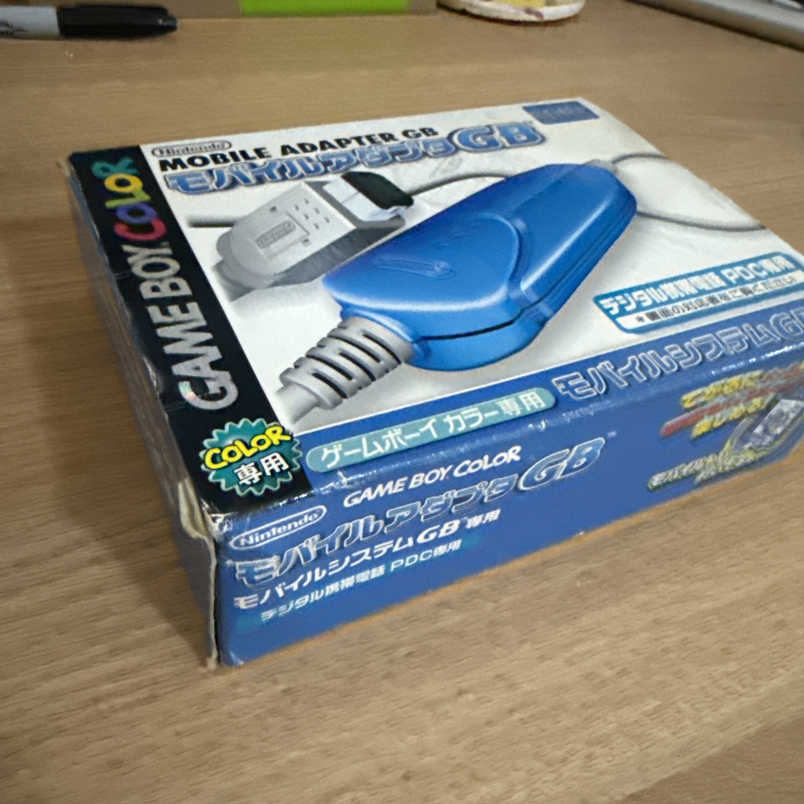 Nintendo Mobile Adapter GB AGB-005 Blue Cable Pokemon Crystal GBC Japan CIB