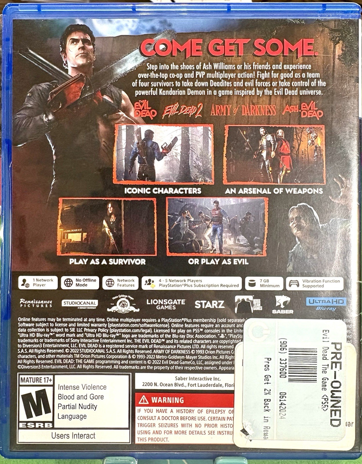 Evil Dead: The Game (PS5, 2022), CIB