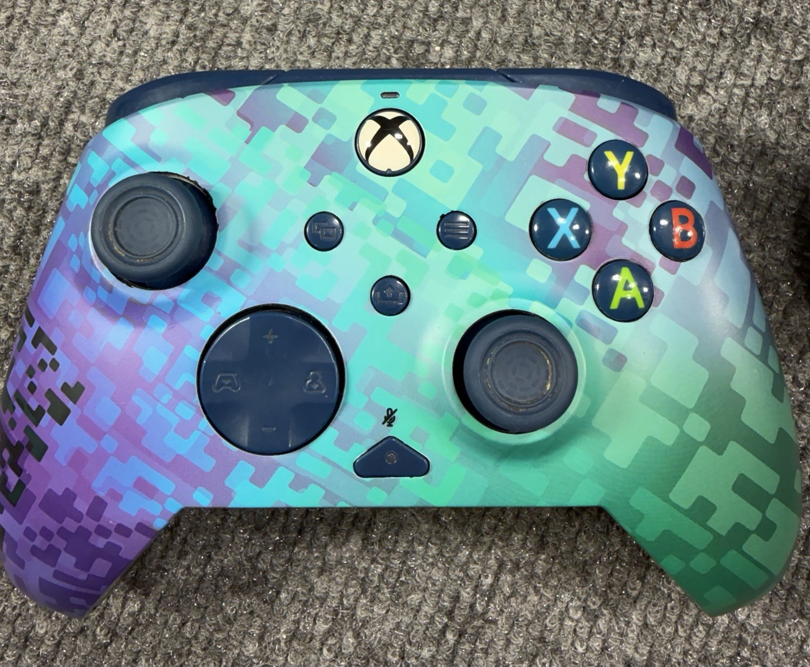 PDP Rematch Advanced Wired Controller for Xbox Blue Green Pixel Ergonomic USB-C