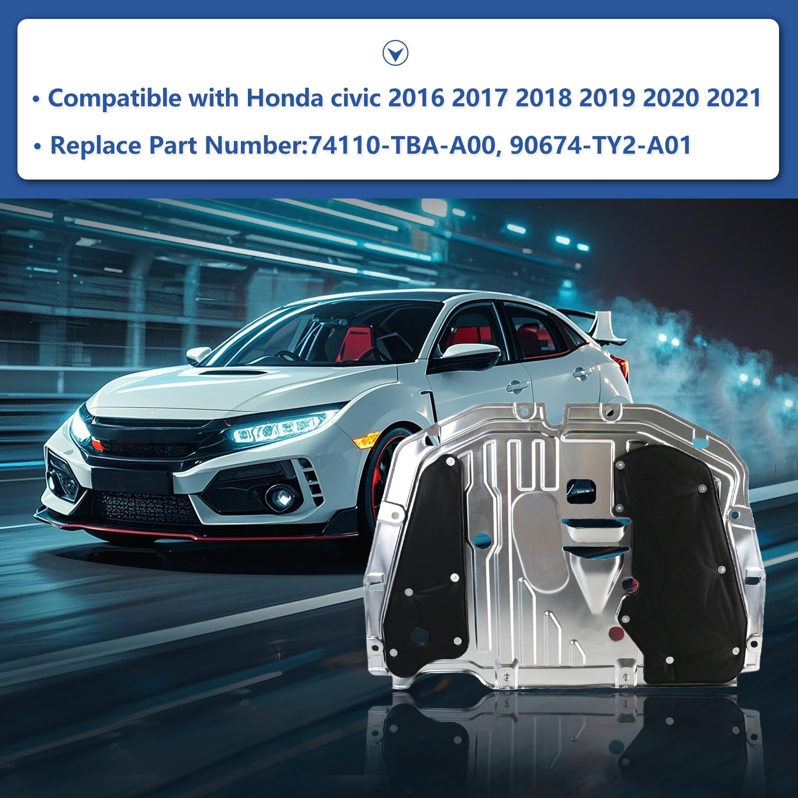 Engine Splash Shield for Civic 2016-2021 Aluminum Skid Plate