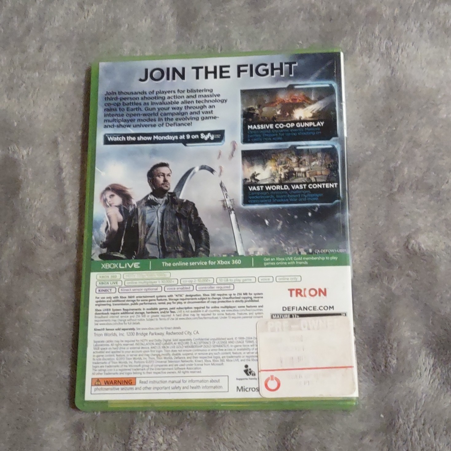 Trion Worlds Defiance Xbox 360 2013 Shooter M Manual Online Multiplayer