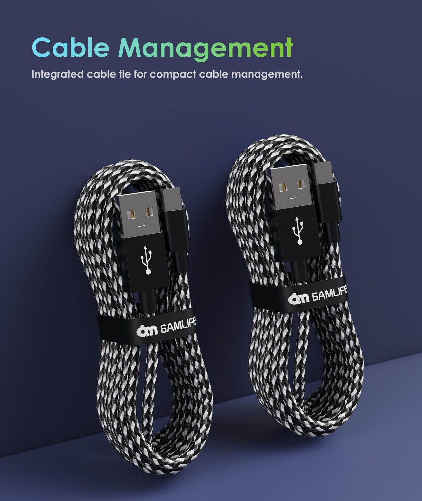 6amLifestyle 16 FT PS4 Controller Charger Charging Cable, Nylon Braided Extra Lo