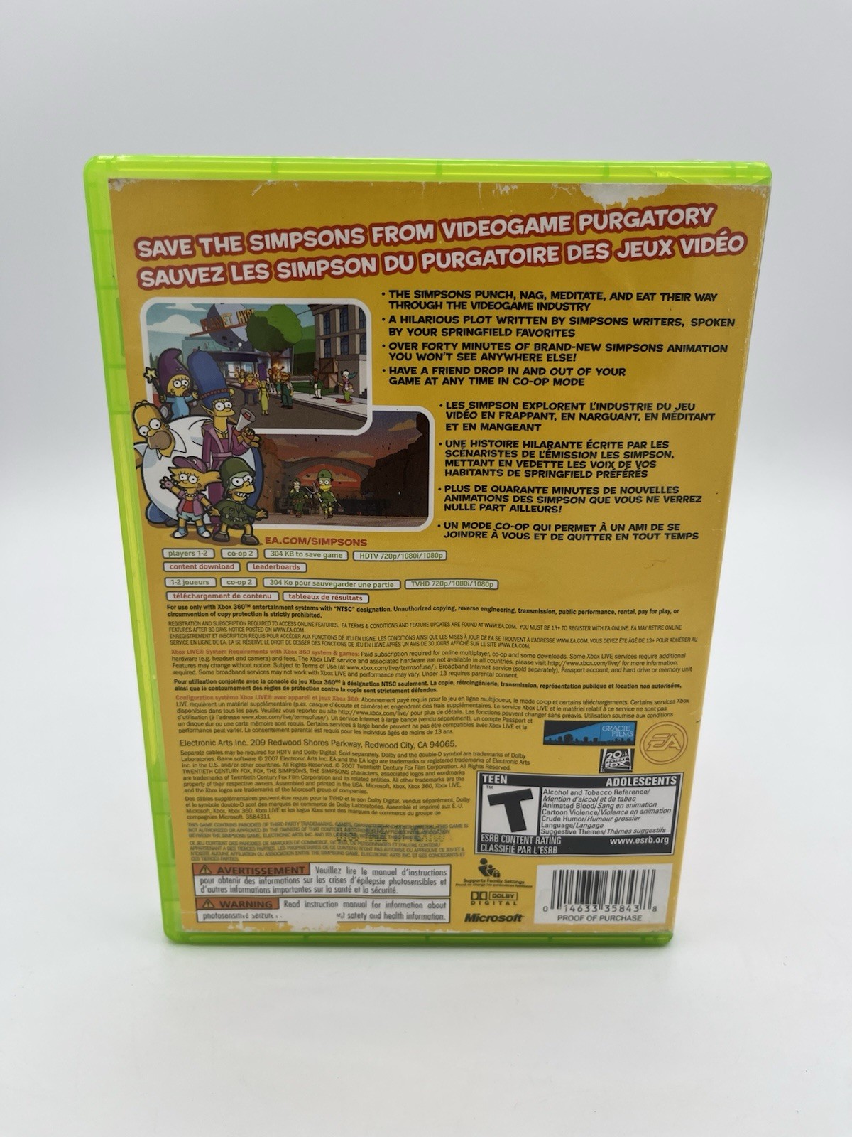 The Simpsons Game (Xbox 360) – CASE & ARTWORK ONLY – NO GAME / NO MANUAL