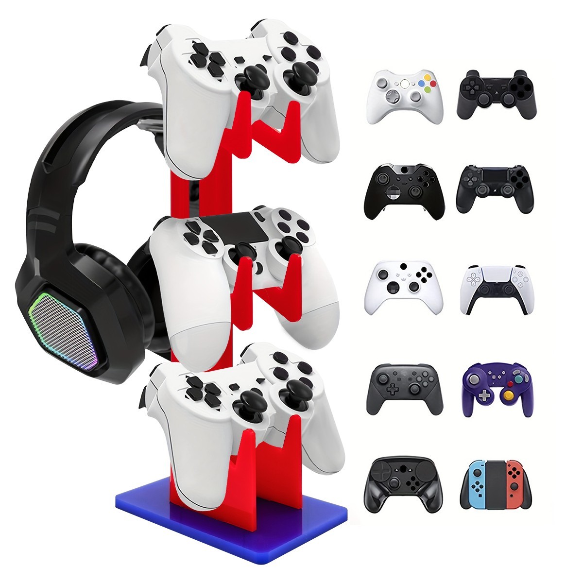 Universal 3 Layer Game Controller And Headphone Holder Stand Display ALL IN ONE