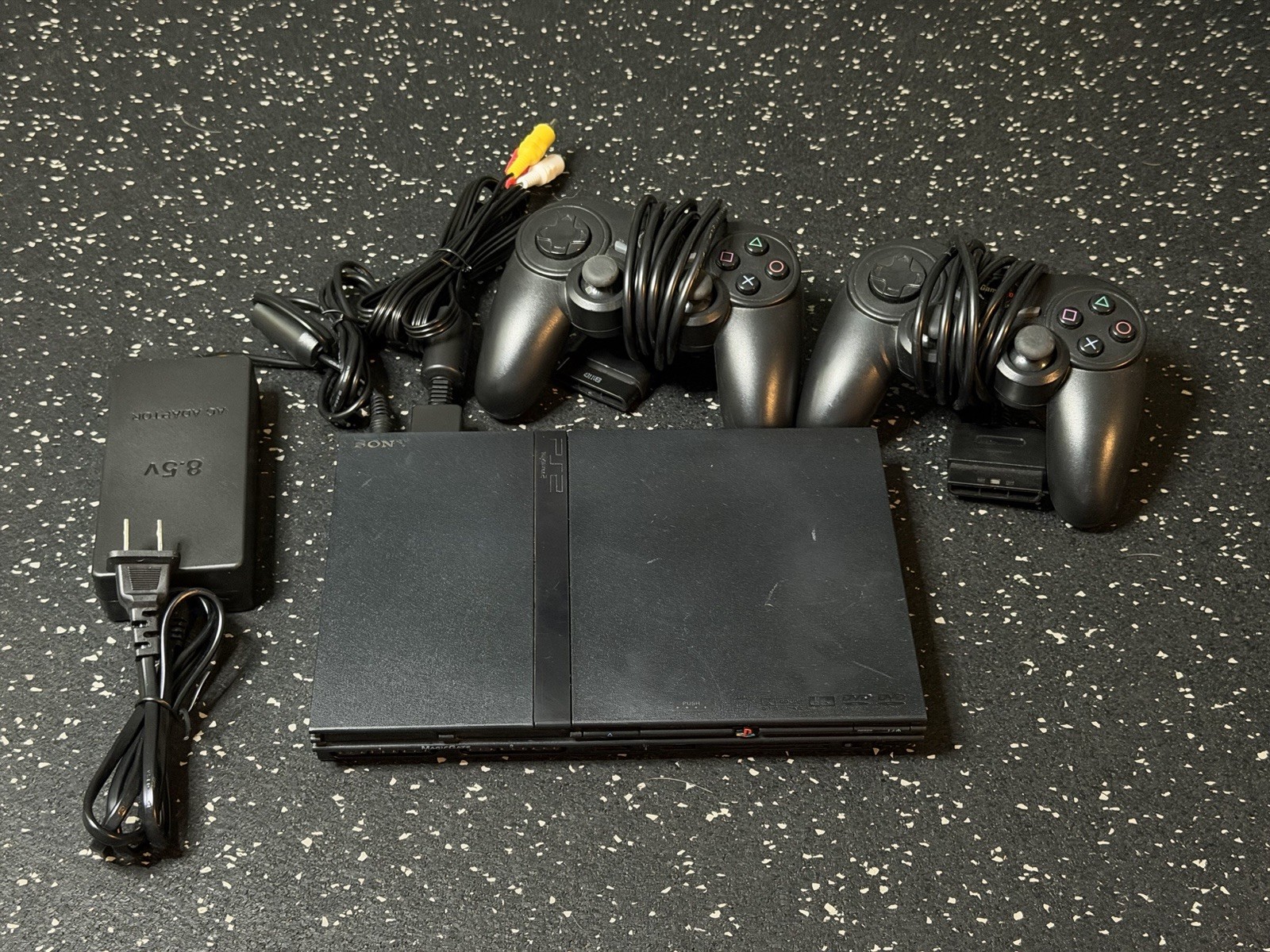 Sony PlayStation 2 PS2 Slim Black Console Bundle SCPH-75001 GameStop Controllers