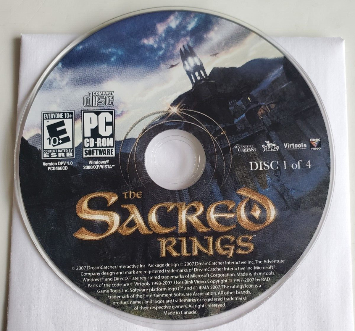 The Sacred Ring Loose PC Computer Videogame The Adventure Company No Case