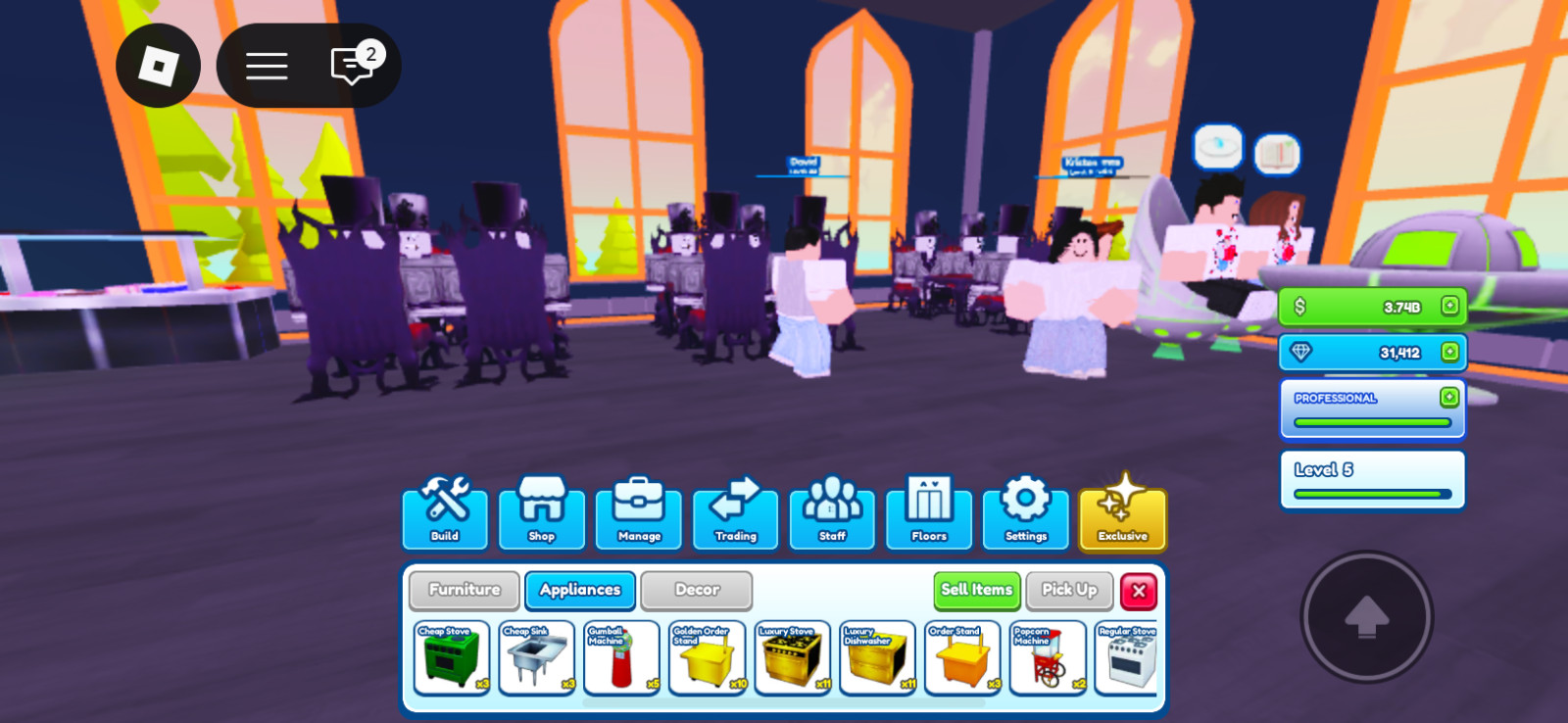 my restaurant roblox corrupt sets 1 table 4 chairs