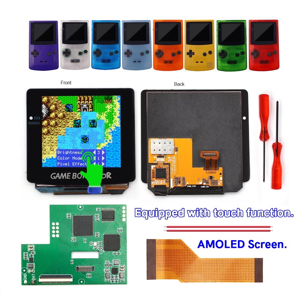 HISPEEDIDO GBC Laminated OLED Touch Screen With Pre-cut Shell For GameBoy Color