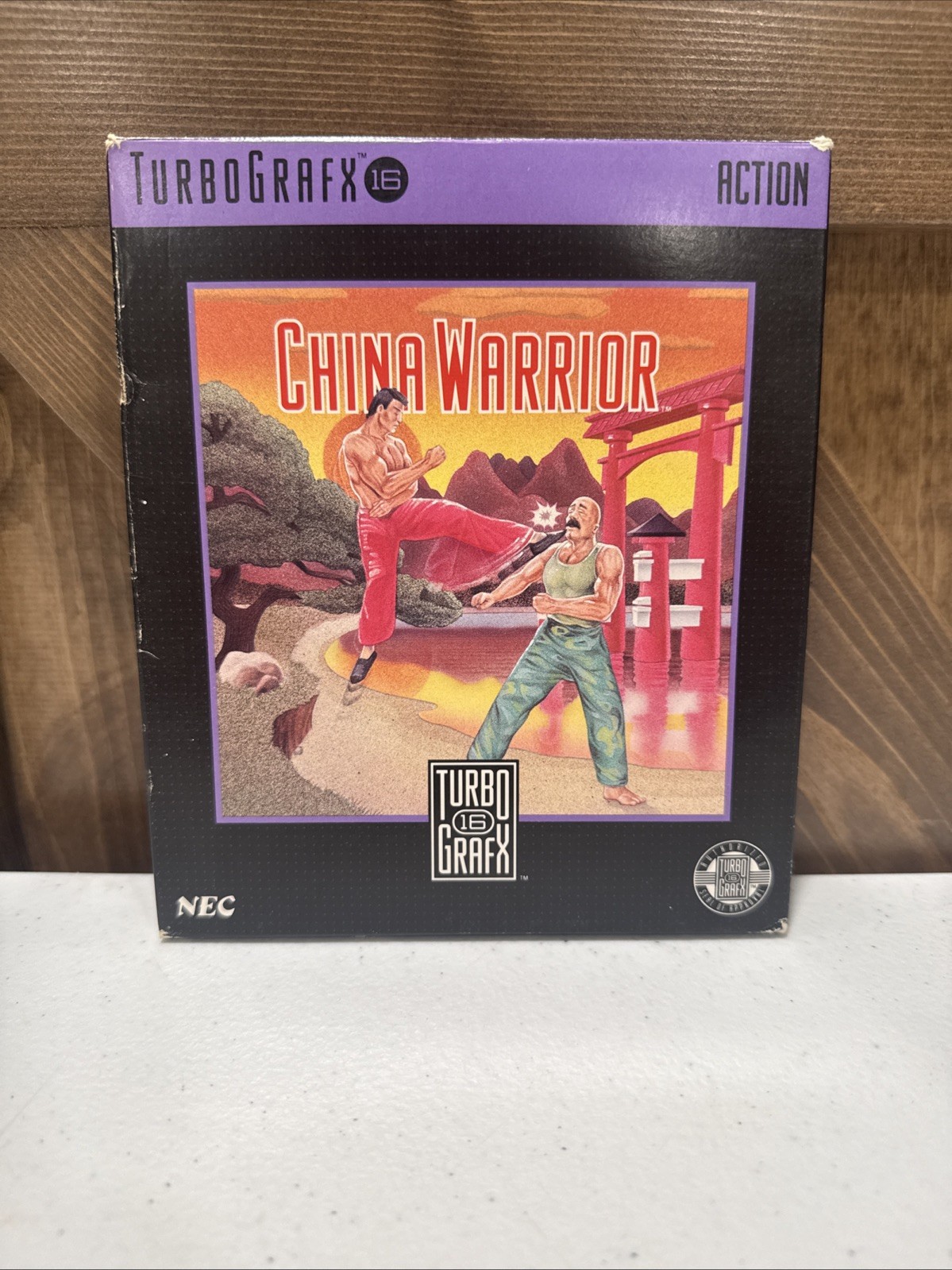 China Warrior (TurboGrafx-16, 1989) CIB w/Manual/Rare Box/Foam VF-NM Tested!!