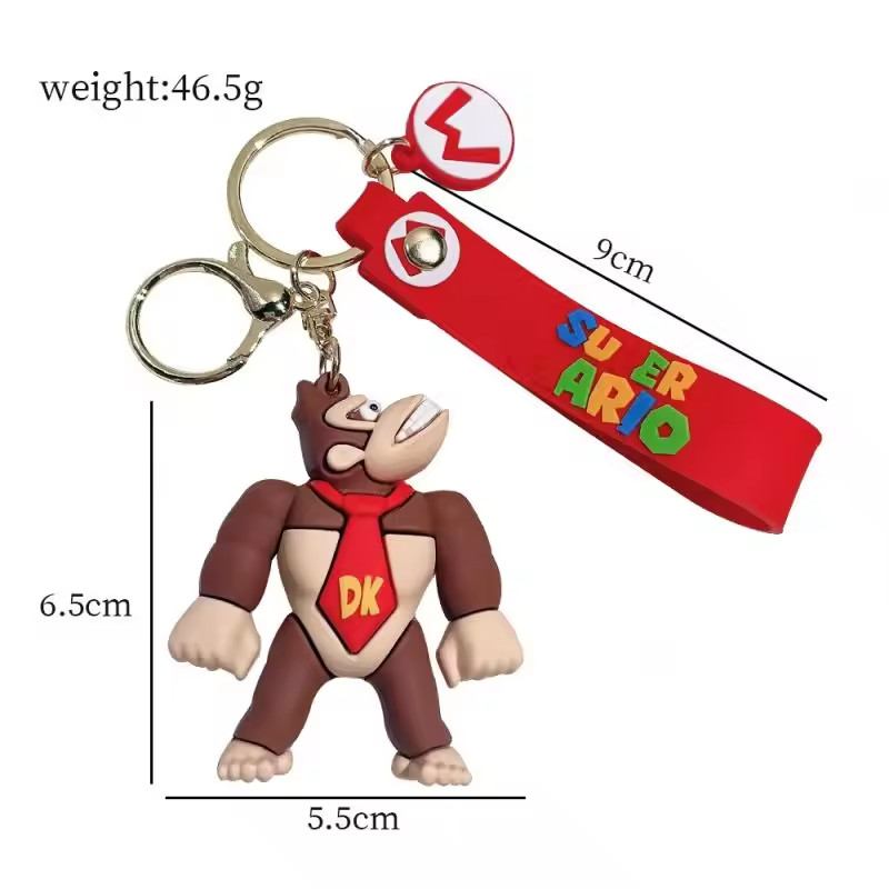 Super Mario Keychain Figure 3D Backpack Clip Keyring Pendant