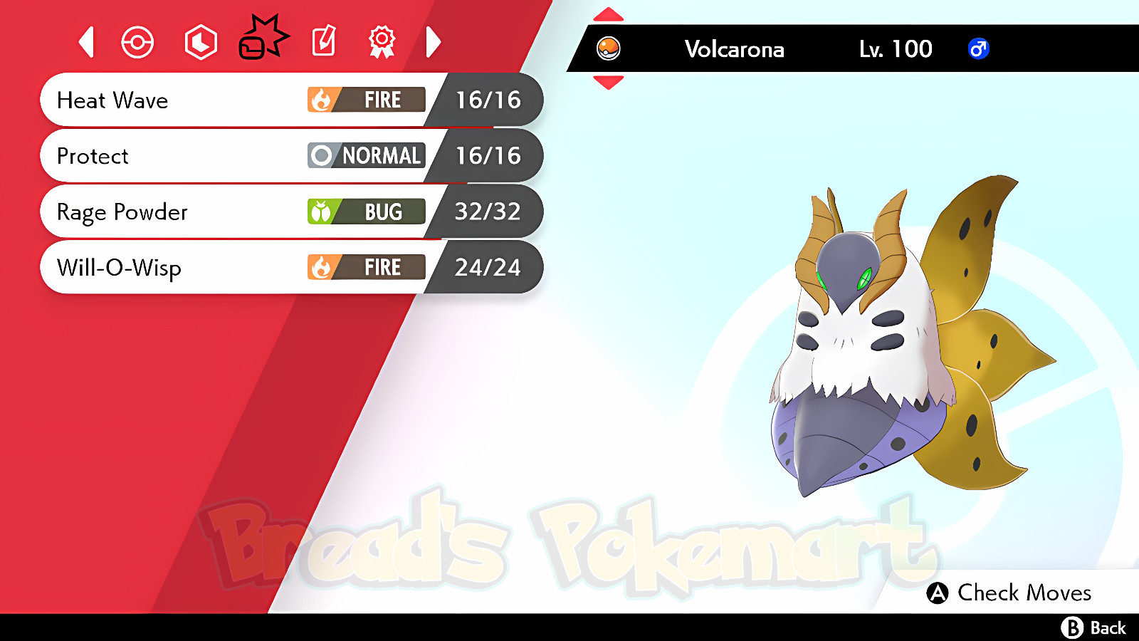 VOLCARONA ✨ Ultra SHINY 6IV ✨ Pokemon SWORD and SHIELD lv100 EVs +MasterBall