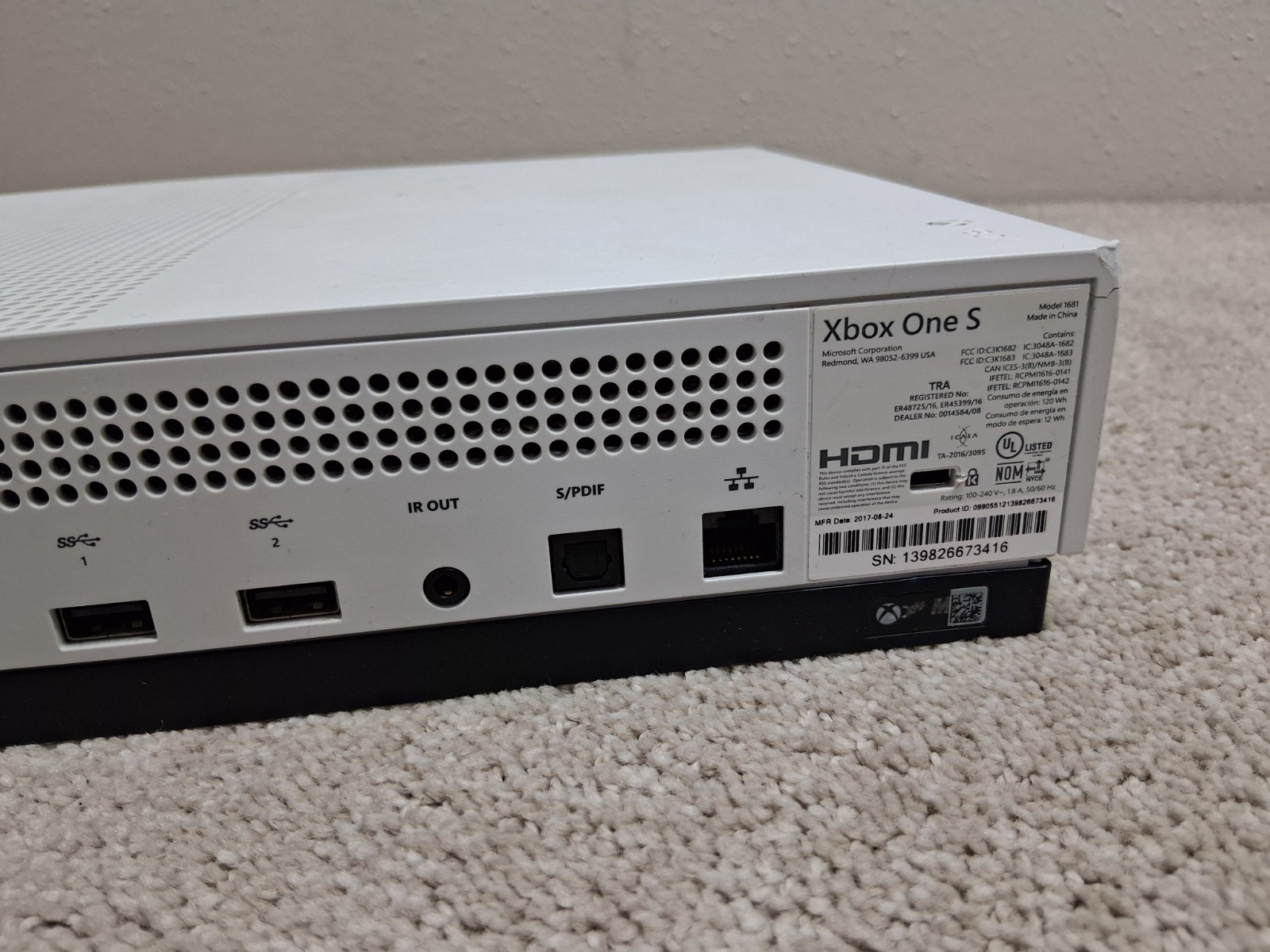 Microsoft Xbox One S White Model 1681 Powers On But HDMI Port Isn’t Working