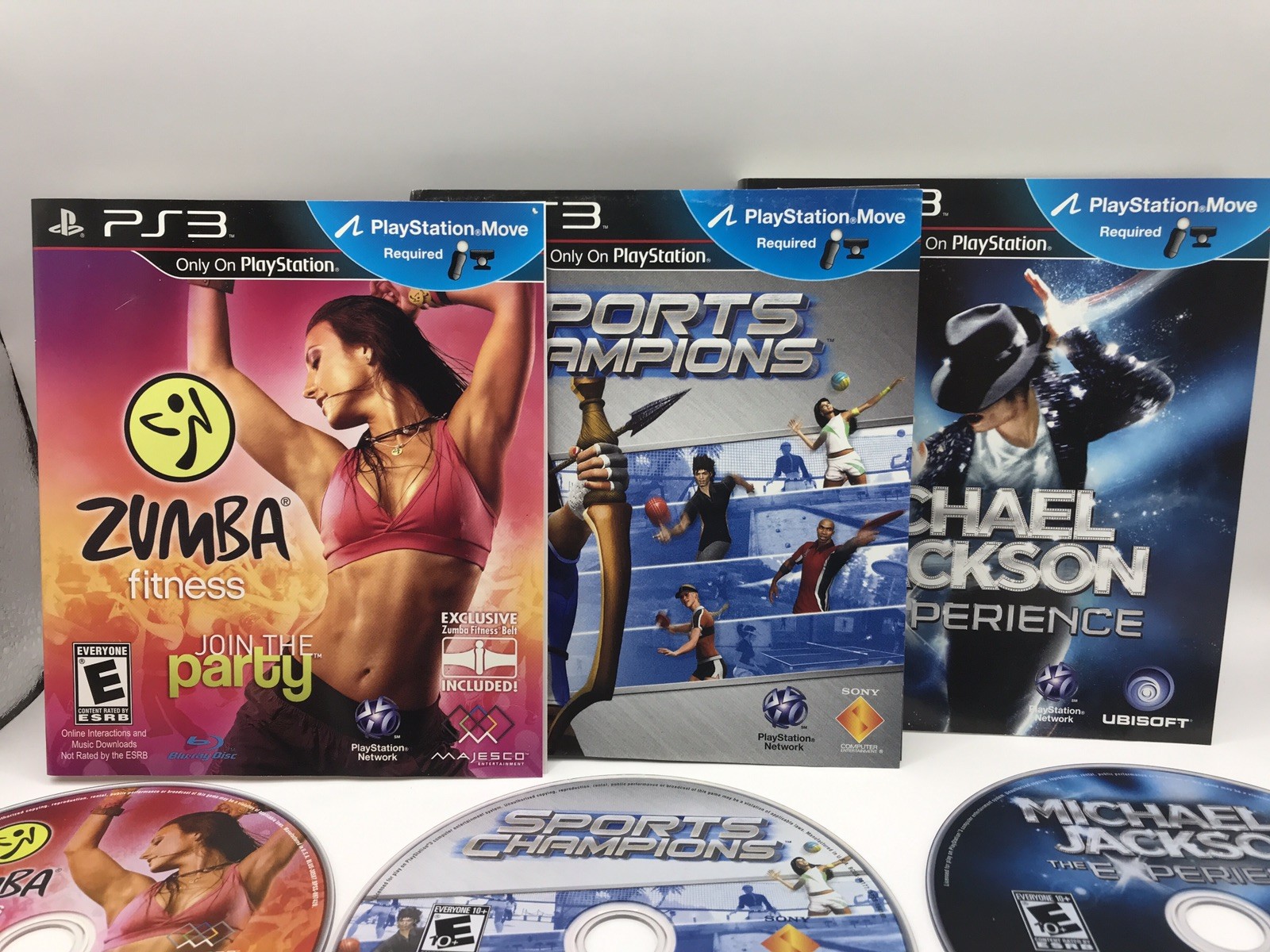 Lot Of 3 Ps3 Games NO CASES,Michael Jackson Ps3, Zumba Ps3, Sports Champions Ps3