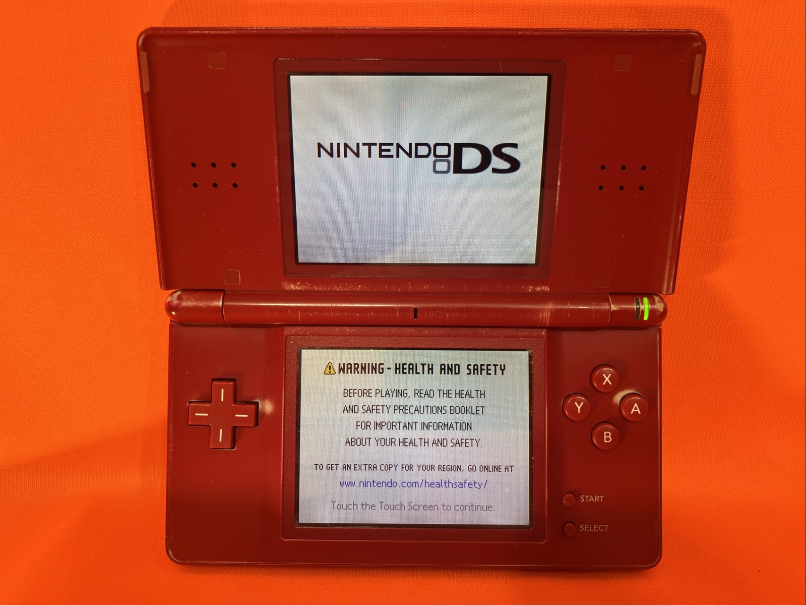 Nintendo DS Lite Red Mario Edition Console Tested Plus Charger