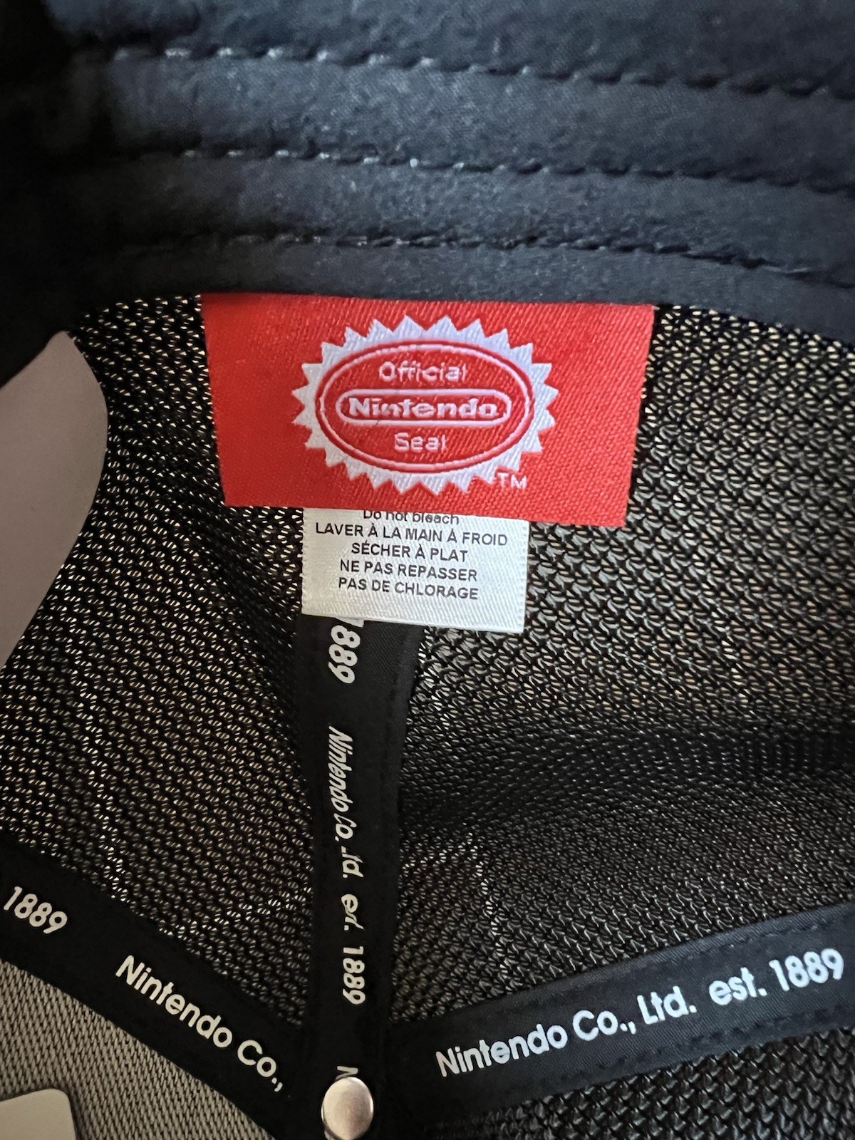 Nintendo New York Black Mesh Trucker Snapback Hat Cap, Official Seal, Adjustable