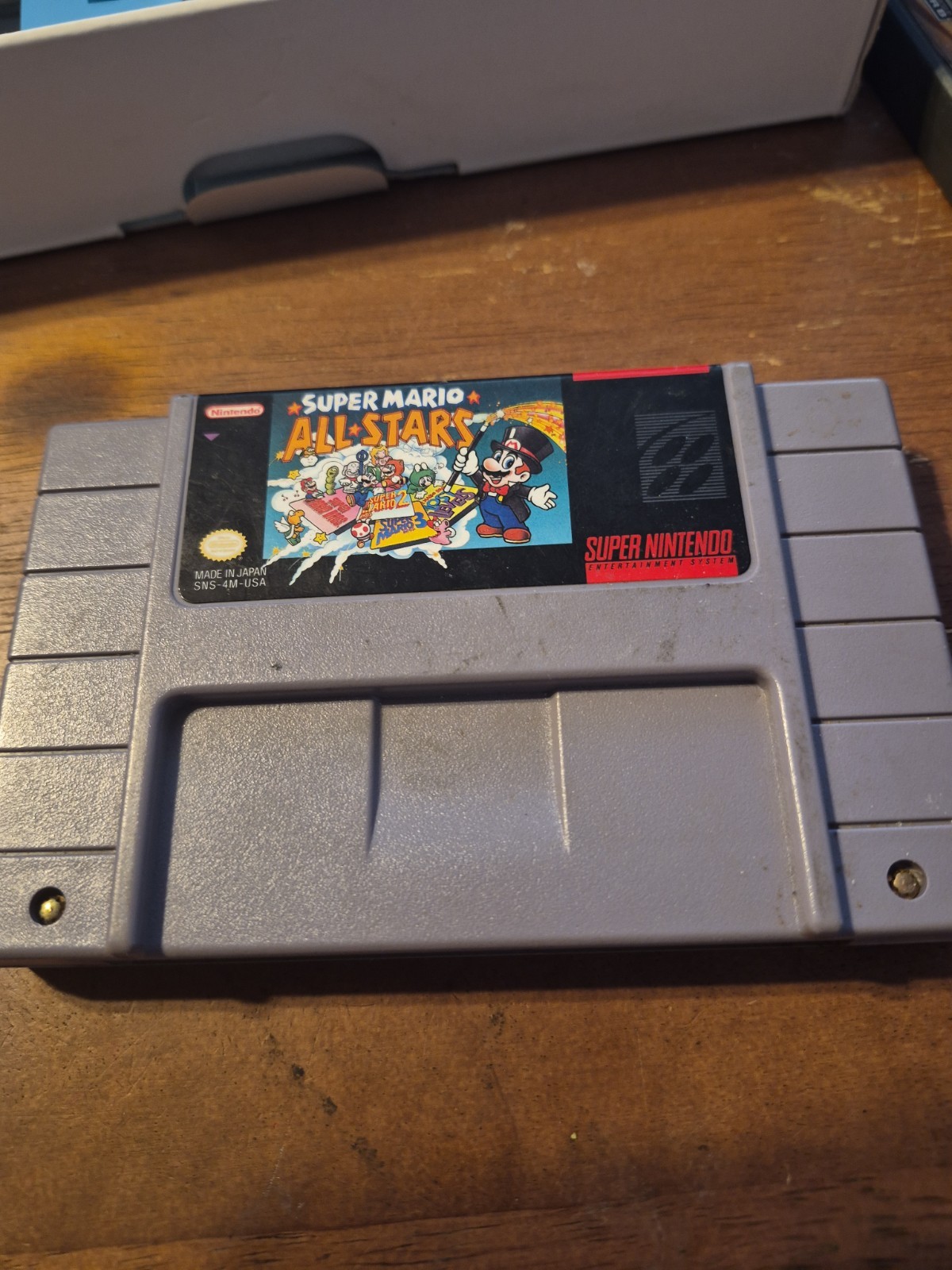 Super Mario All-Stars Cartridge for Nintendo SNES Tested Authentic & Cleaned