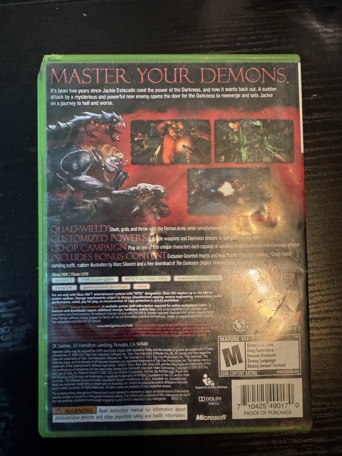 The Darkness II Limited Edition (Xbox 360) NTSC-U/C 2012 M w/ Manual 2K