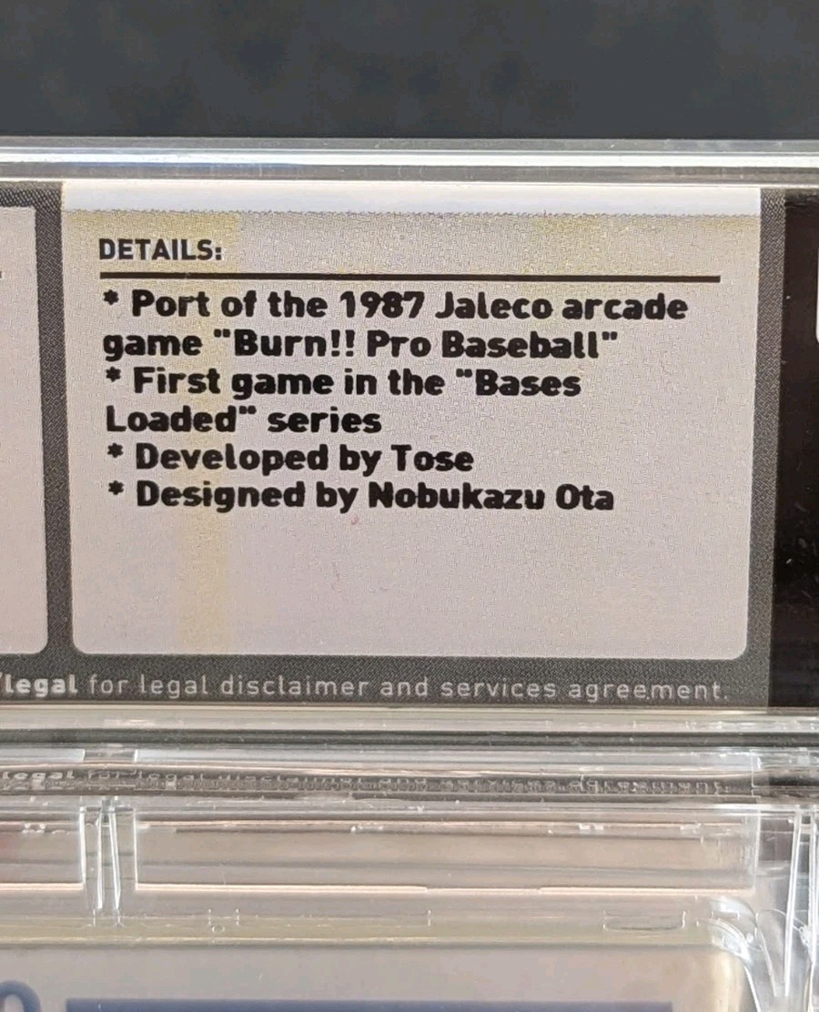 Bases Loaded Sealed NES / Nintendo WATA 6.5 Hole in Seal – RARE