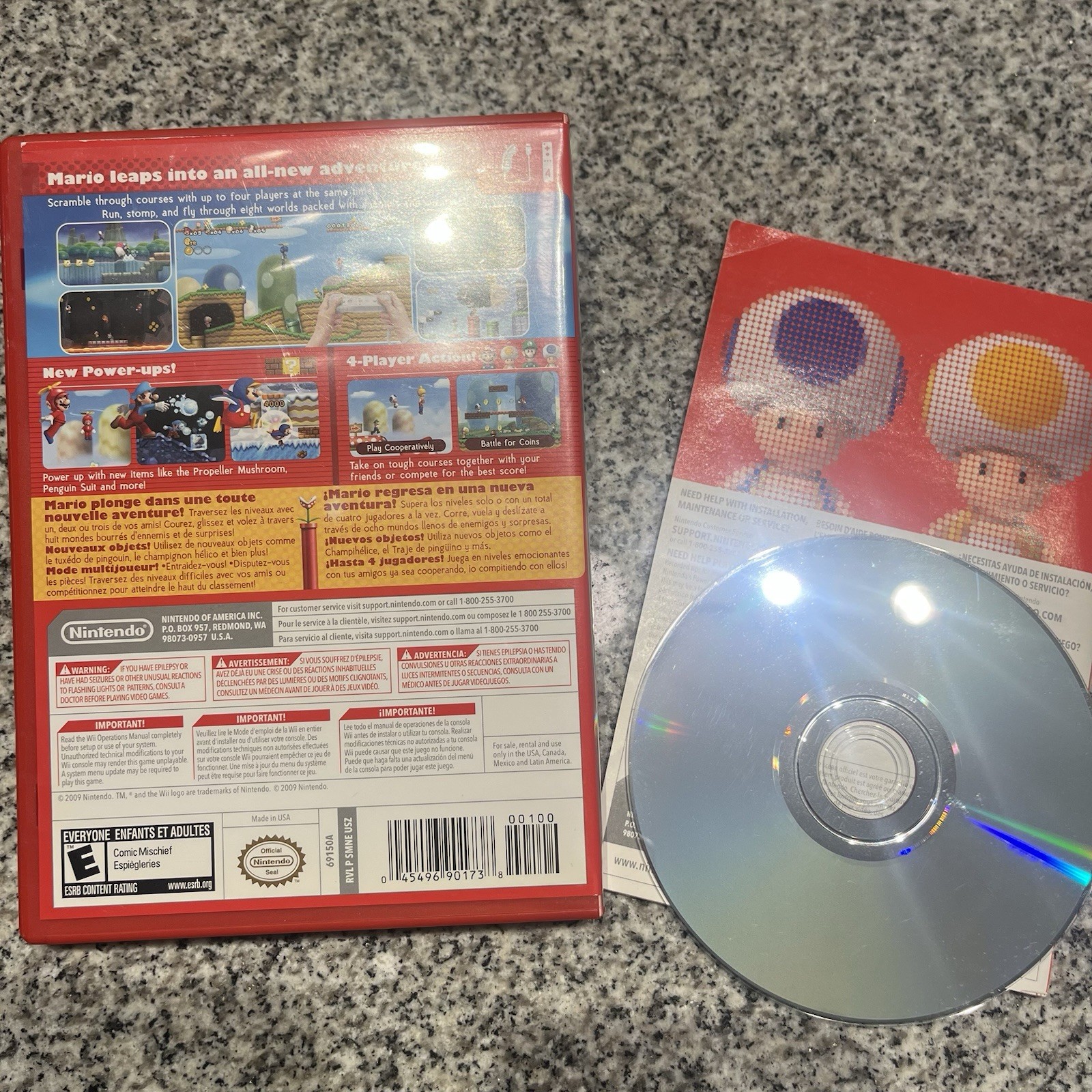 New Super Mario Bros Wii Game CIB Complete Manual Disc Registration Card