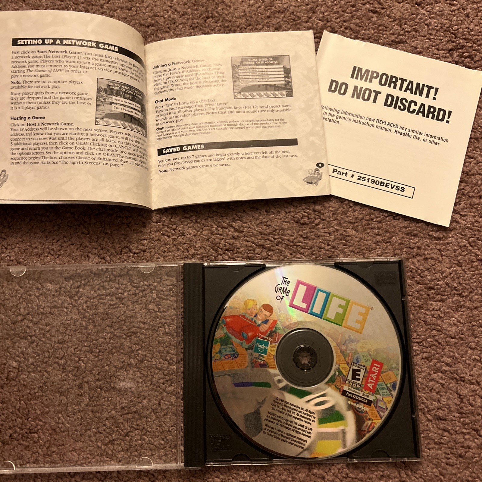 The Game of Life PC CD-ROM Game and Manual 1998 Hasbro Interactive