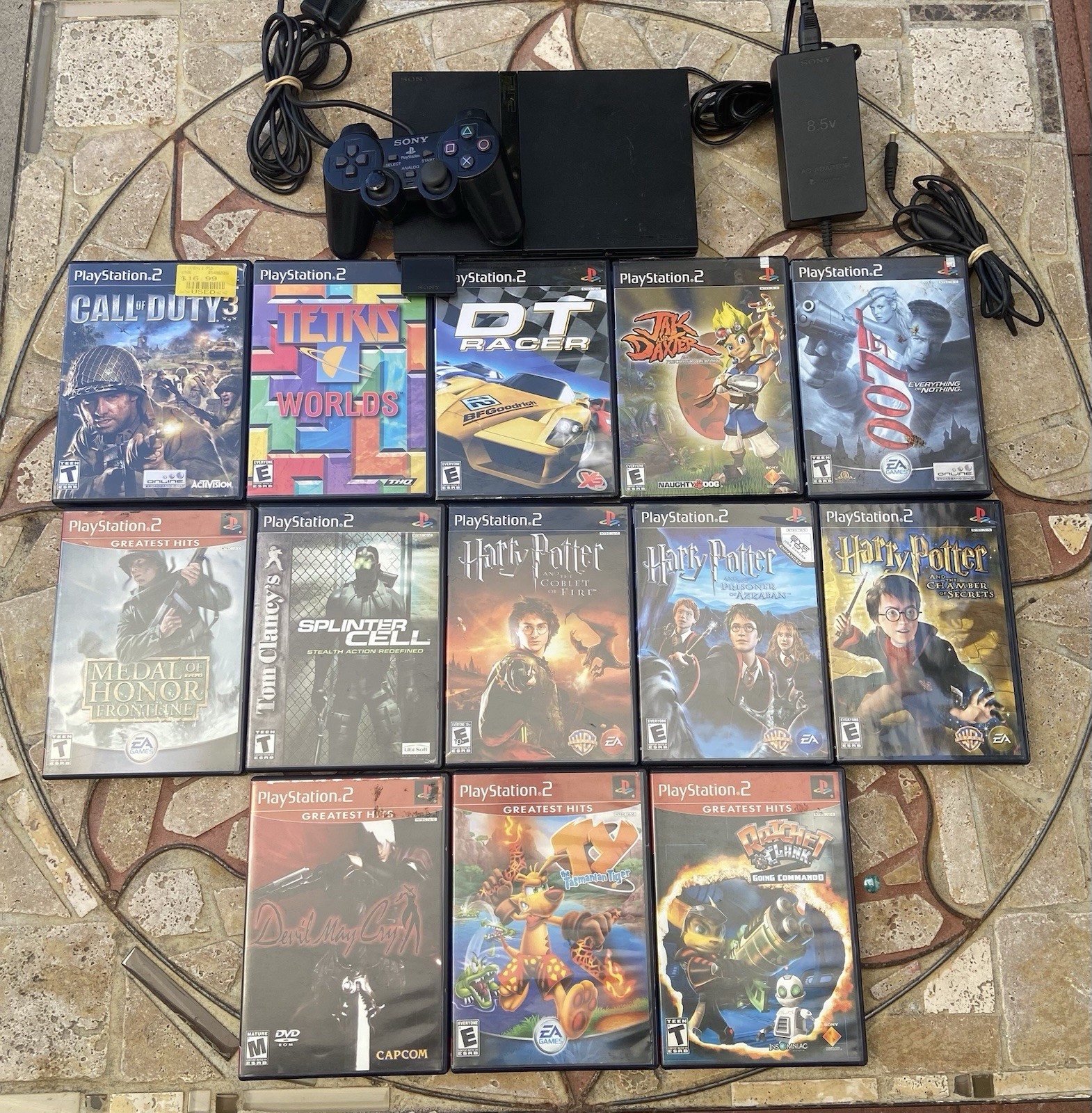 Sony PlayStation 2 PS2 Console Bundle w/ 13 Games, Controller & Cables TESTED