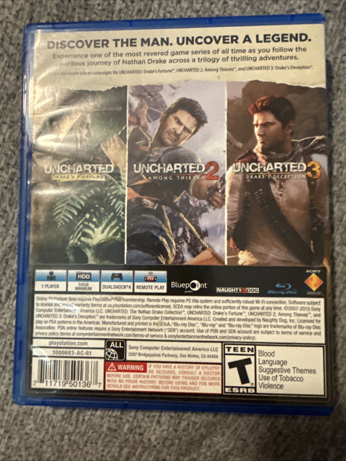 Uncharted: The Nathan Drake Collection PS4 Action Adventure T Teen Disc Case