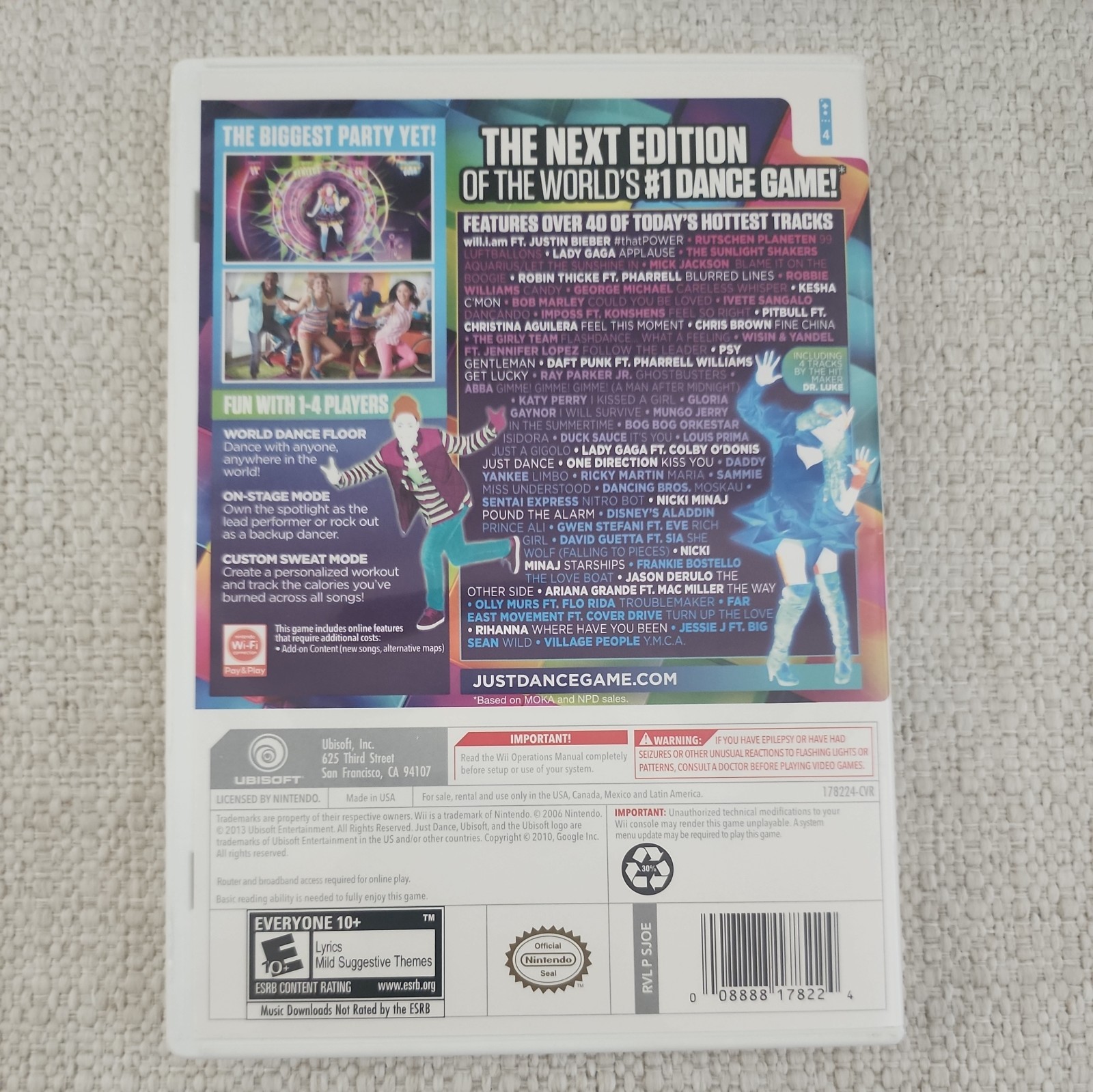 Just Dance 4, 2014, 2015 Nintendo Wii With Books/Cases. 3 Game Lot