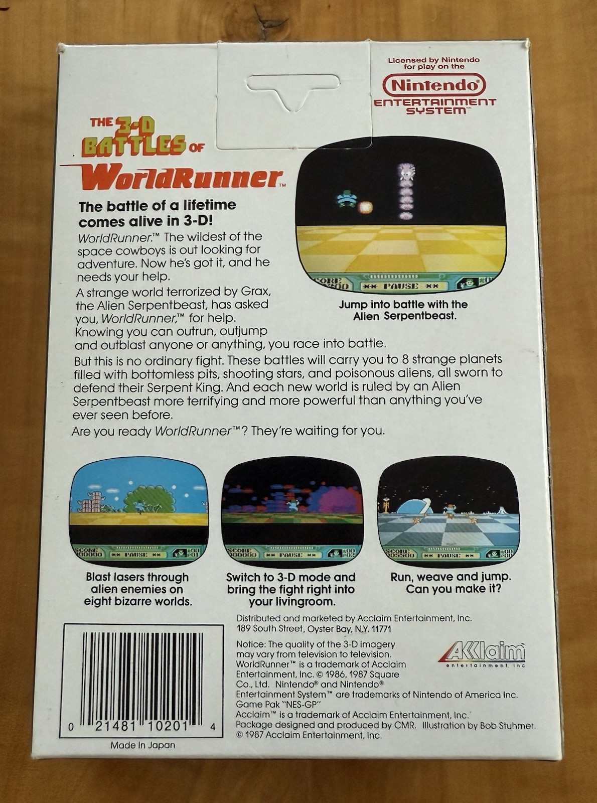 3-D WorldRunner Complete in Box CIB Hangtab FIRST PRINT Nintendo NES 1987 RARE🔥