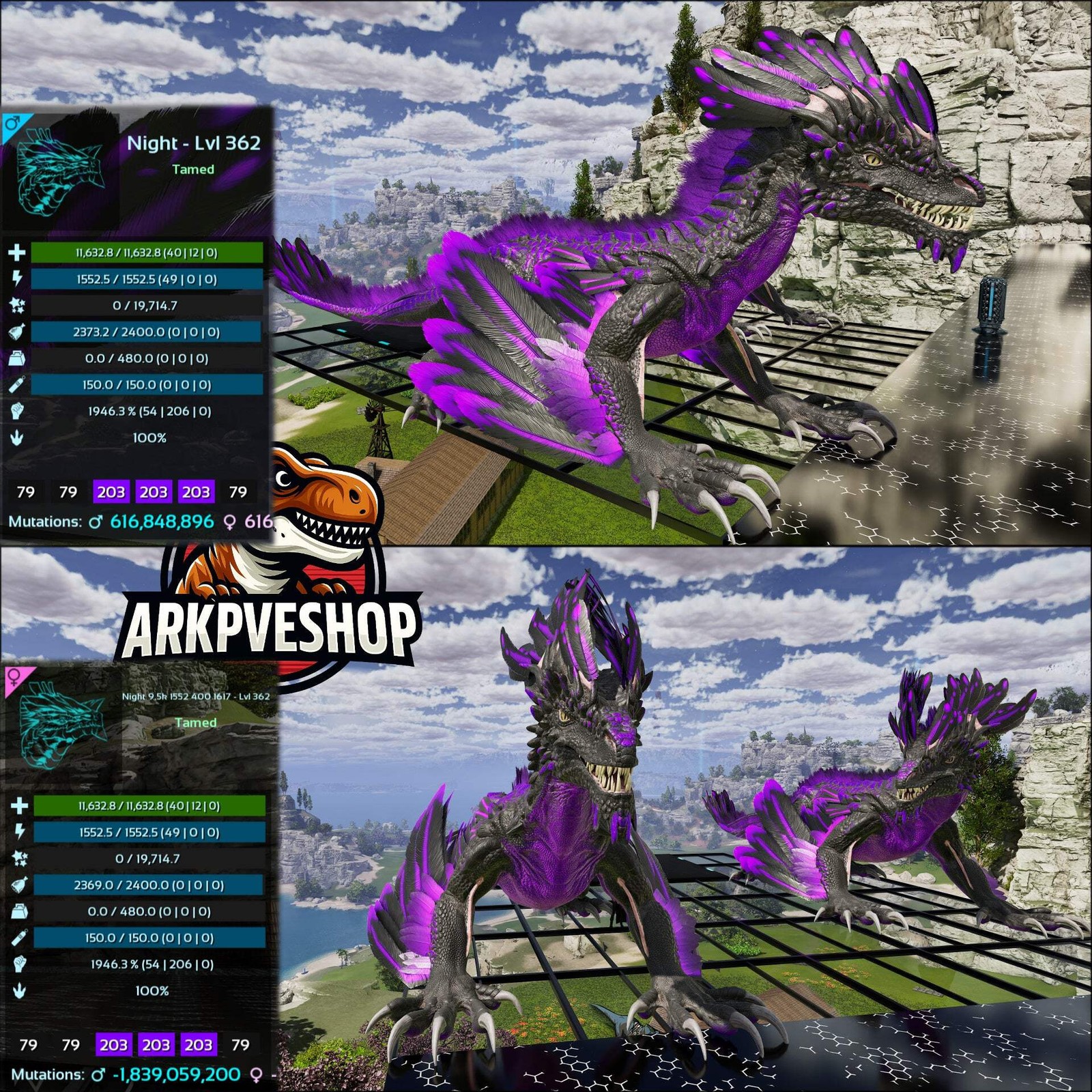 Rock Drake 1946% melee Mix Colours Top Stats ASA PVE 🦖ARK Survival Ascended