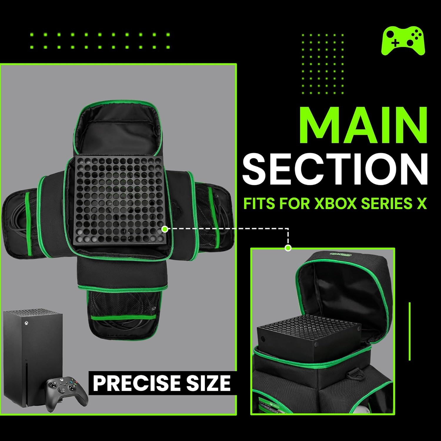Carrying Case Compatible with Xbox Series X, Travel Bag with Multiple Storage Po