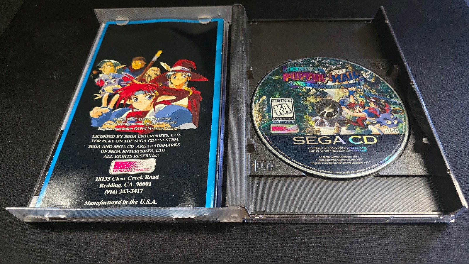 Popful Mail Working Designs Sega CD LN perfect condition COMPLETE no reg-!
